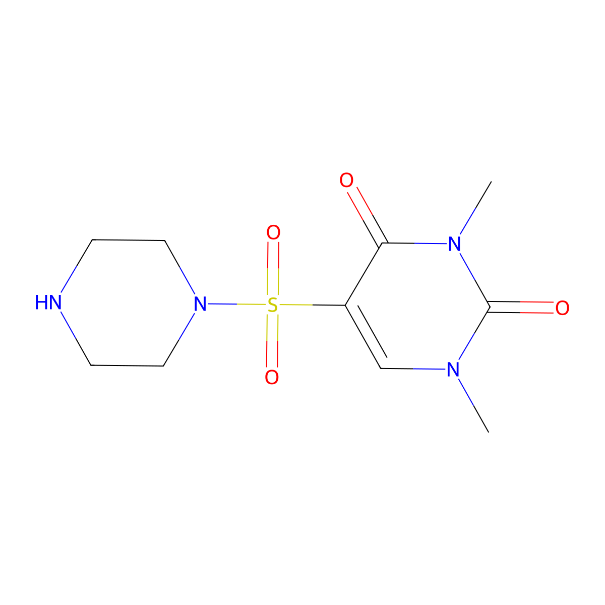 1,3-Dimethyl-5-(piperazine-1-sulfonyl)-1,2,3,4-tetrahydropyrimidine-2,4-dione molecular structure, CAS 1016746-04-5