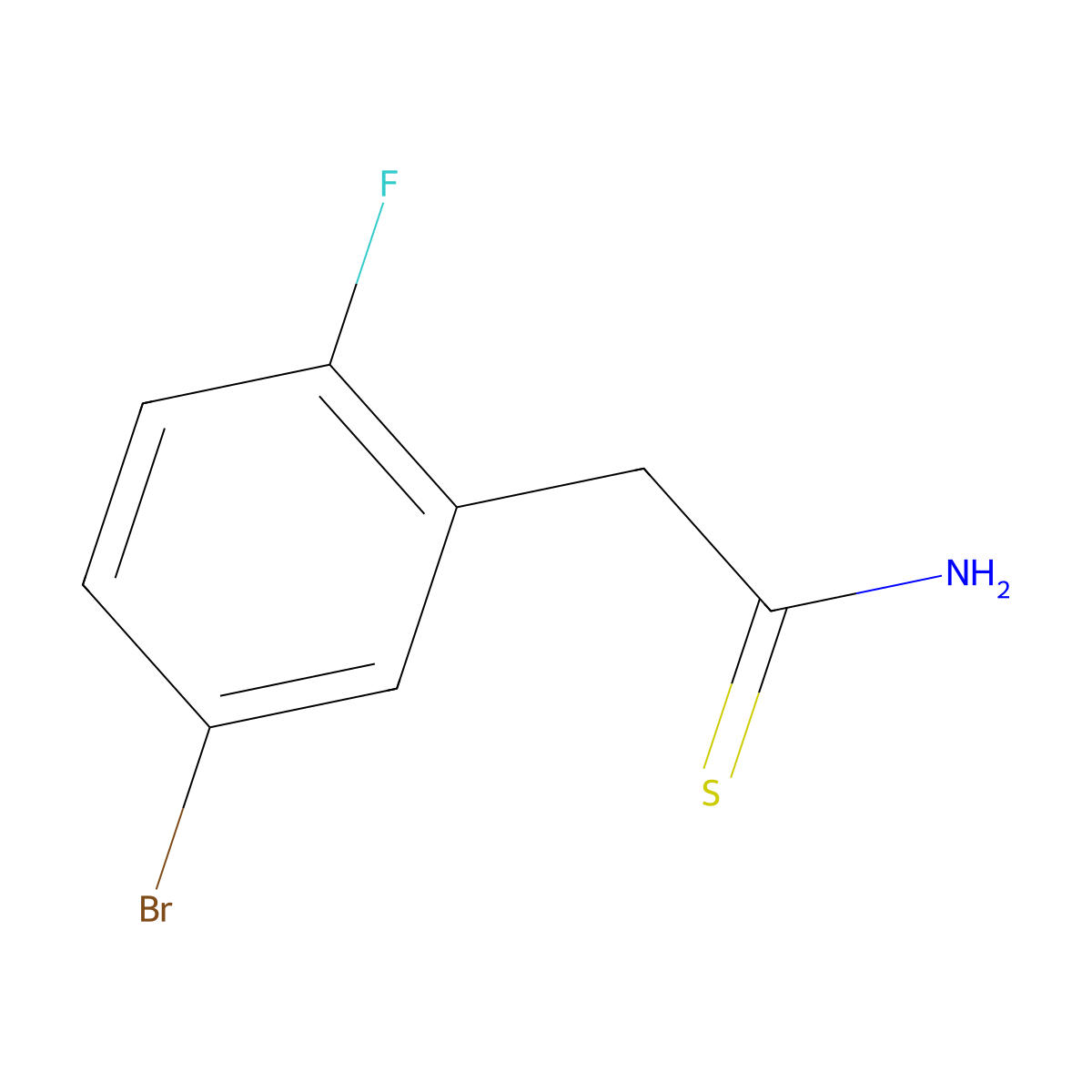 2-(5-Bromo-2-fluorophenyl)ethanethioamide molecular structure, CAS 1016747-07-1