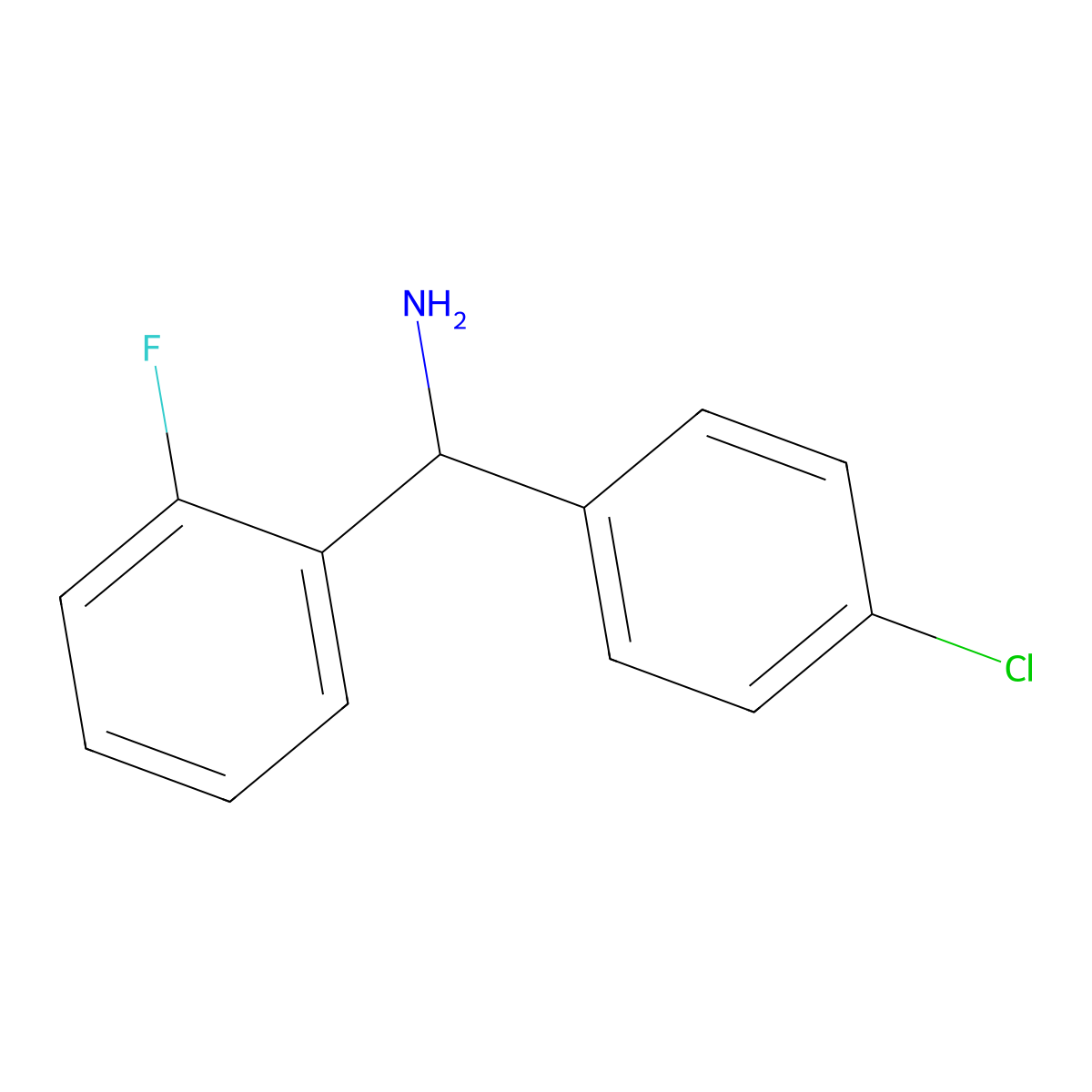 (4-Chlorophenyl)(2-fluorophenyl)methanamine molecular structure, CAS 1016748-07-4
