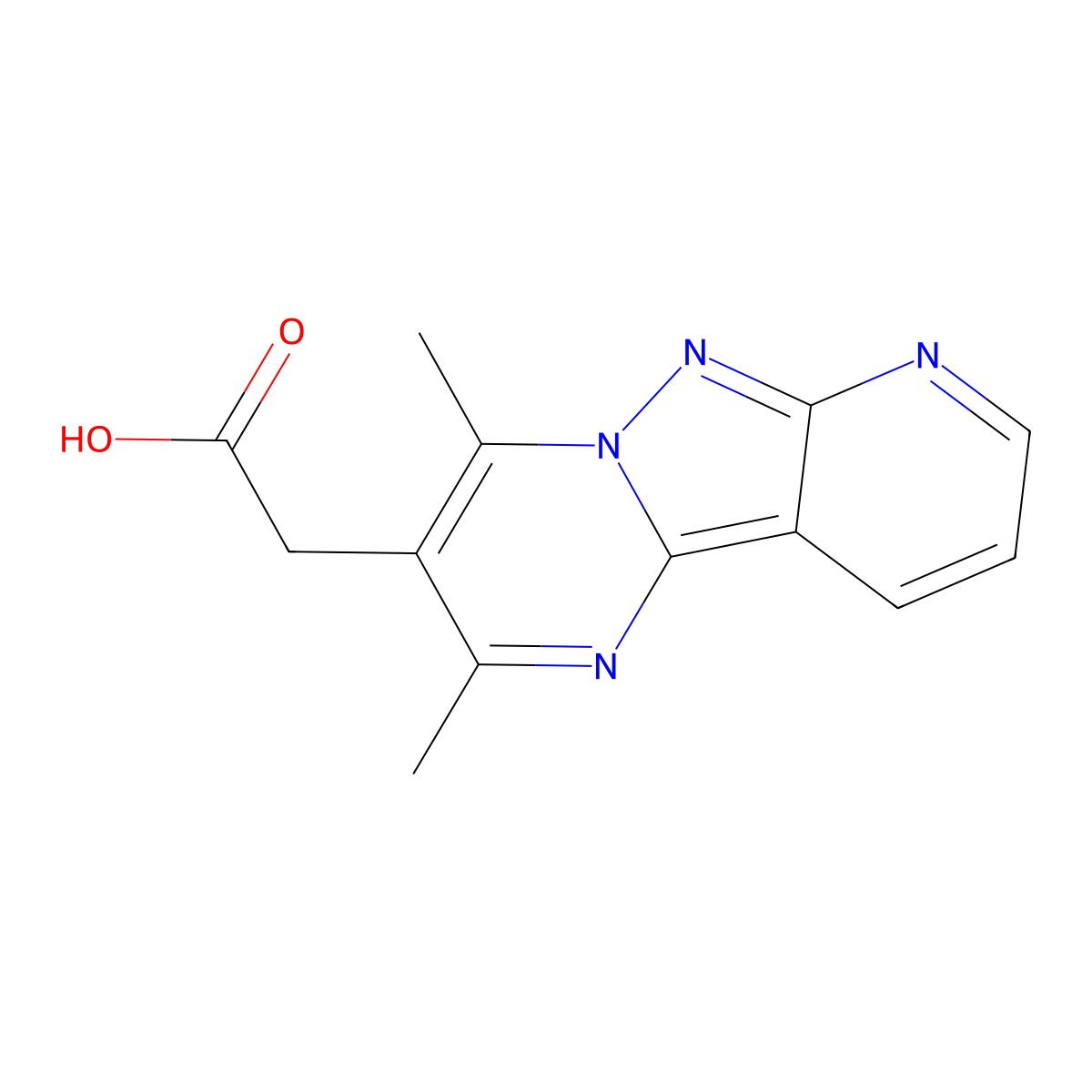 2-{4,6-Dimethyl-3,7,8,10-tetraazatricyclo[7.4.0.0,2,7]trideca-1,3,5,8,10,12-hexaen-5-yl}acetic acid molecular structure, CAS 1016748-50-7