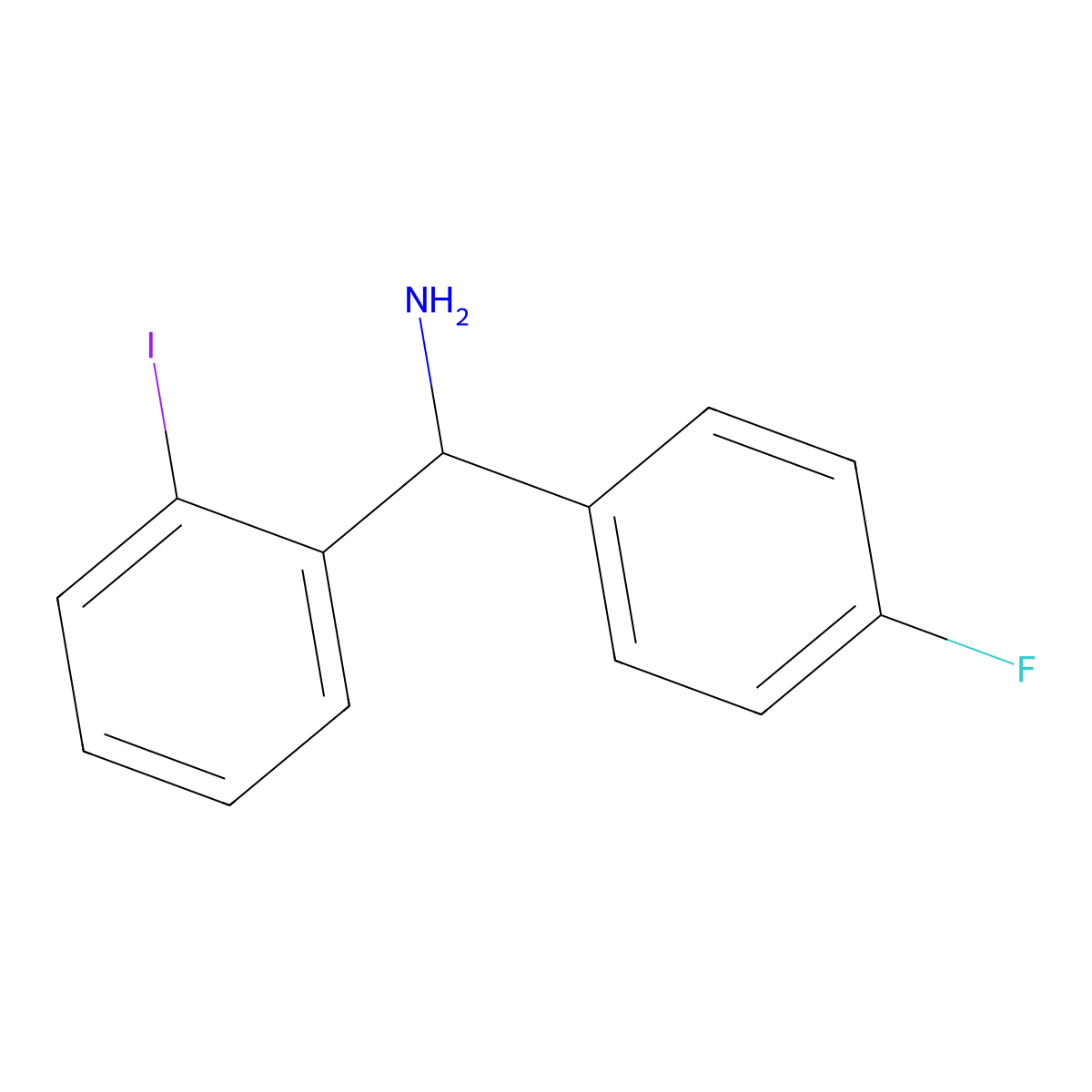 (4-Fluorophenyl)(2-iodophenyl)methanamine molecular structure, CAS 1016748-85-8