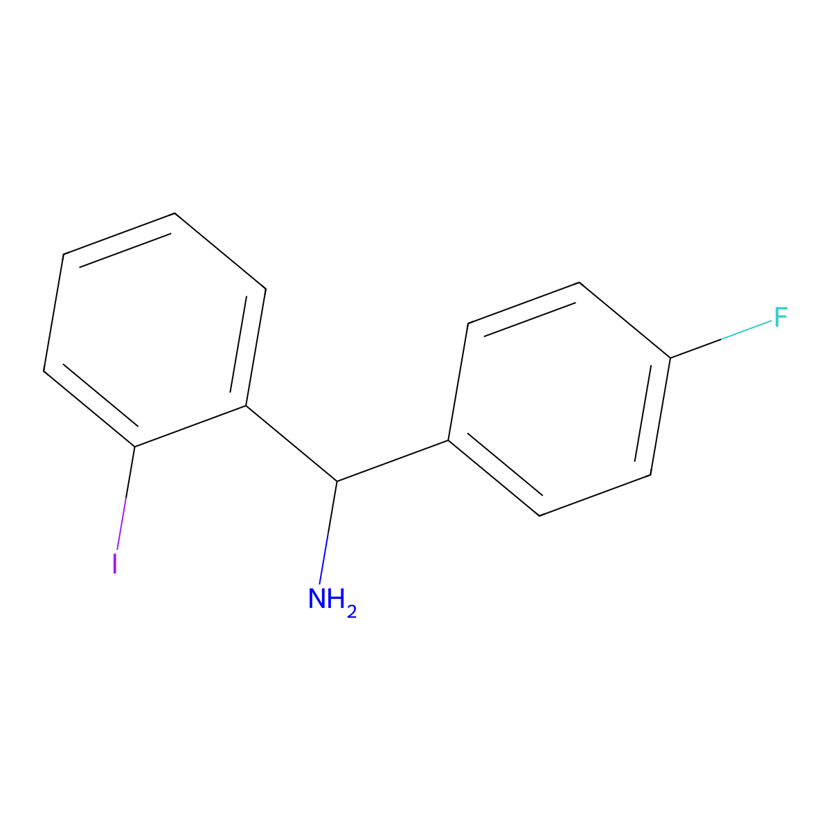 (4-Fluorophenyl)(2-iodophenyl)methanamine molecular structure, CAS 1016748-85-8
