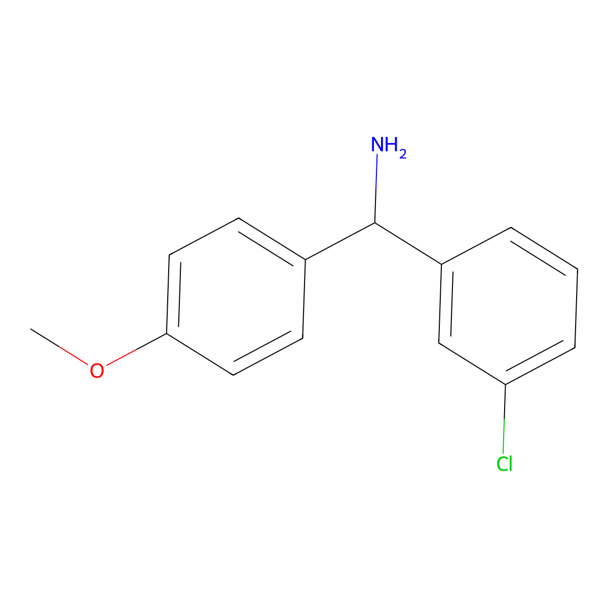 (3-Chlorophenyl)(4-methoxyphenyl)methanamine molecular structure, CAS 1016749-15-7