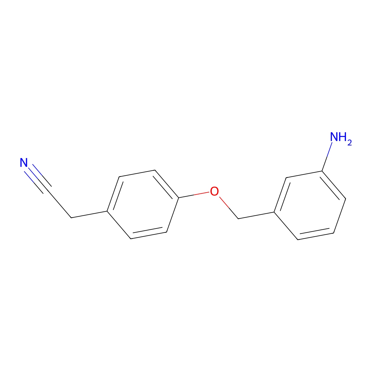 2-(4-((3-Aminophenyl)methoxy)phenyl)acetonitrile molecular structure, CAS 1016750-22-3