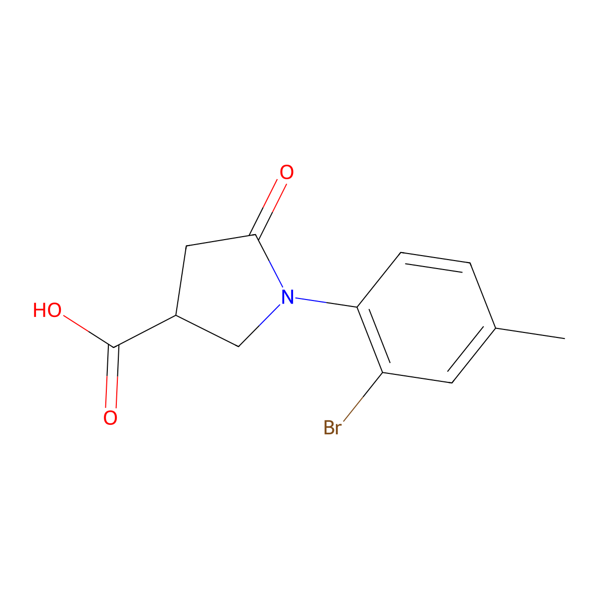 1-(2-Bromo-4-methylphenyl)-5-oxopyrrolidine-3-carboxylic acid molecular structure, CAS 1016750-76-7