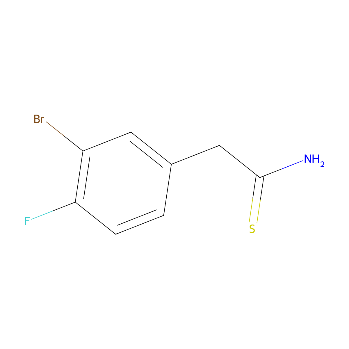 2-(3-Bromo-4-fluorophenyl)ethanethioamide molecular structure, CAS 1016751-69-1