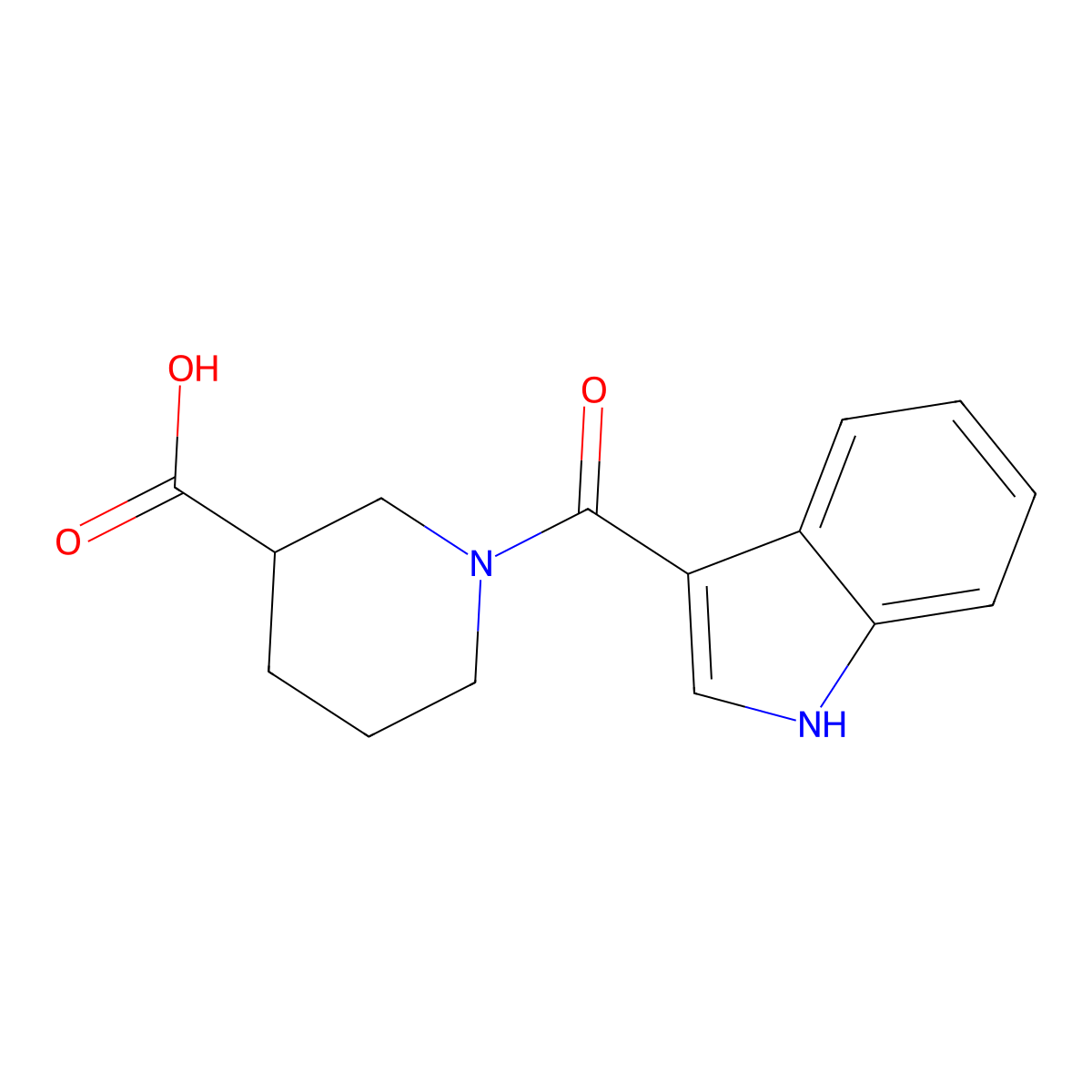 1-(1H-indole-3-carbonyl)piperidine-3-carboxylic acid molecular structure, CAS 1016752-59-2