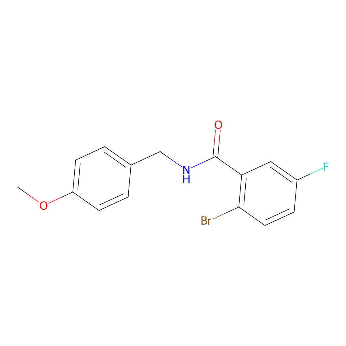 2-bromo-5-fluoro-N-[(4-methoxyphenyl)methyl]benzamide molecular structure, CAS 1016753-33-5