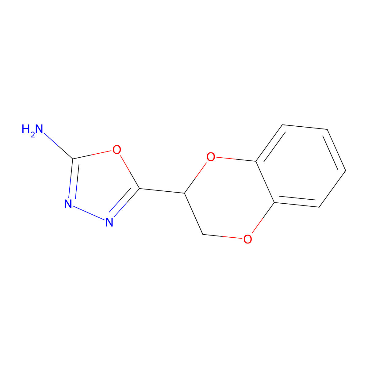 5-(2,3-Dihydro-1,4-benzodioxin-2-yl)-1,3,4-oxadiazol-2-amine molecular structure, CAS 1016755-41-1