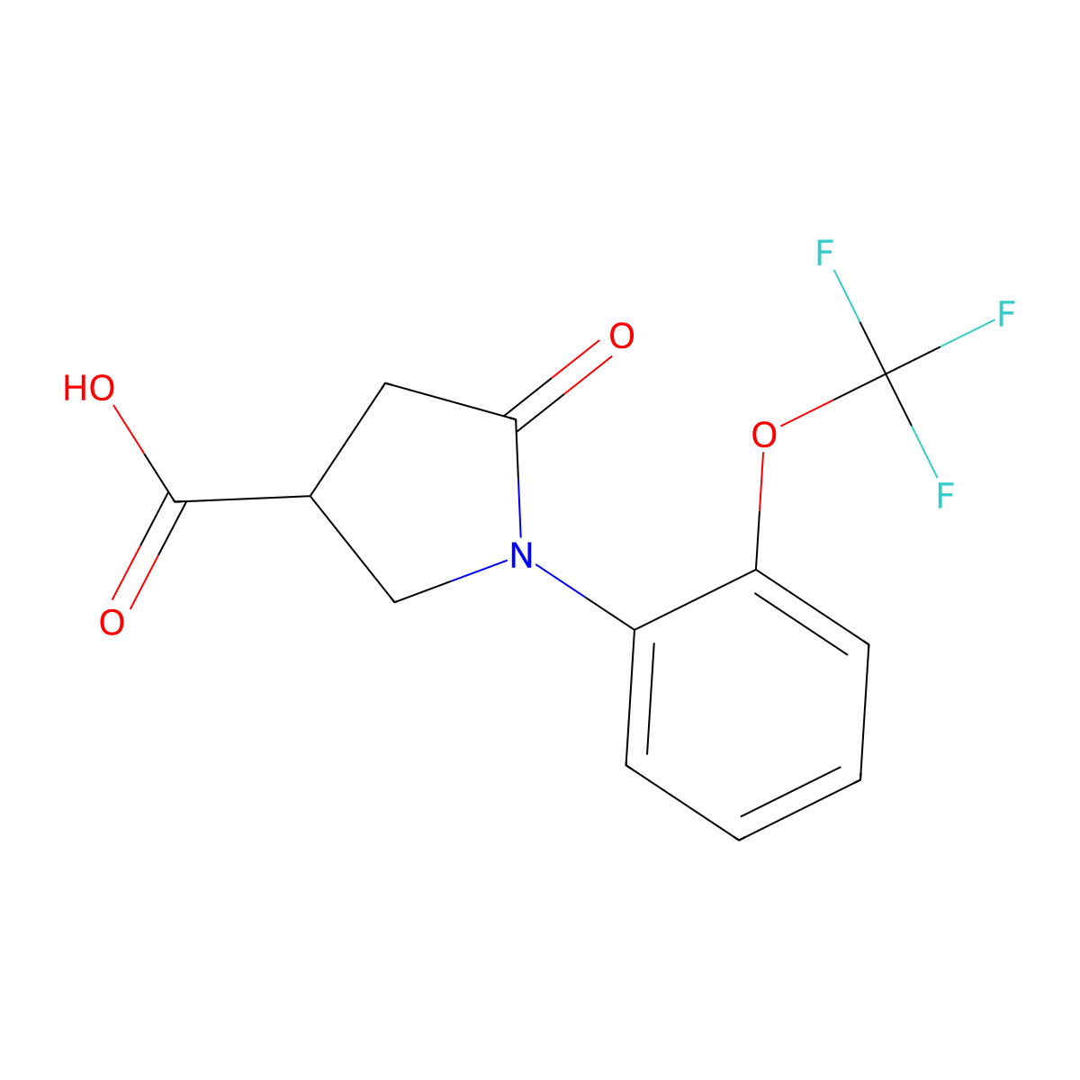 5-Oxo-1-[2-(trifluoromethoxy)phenyl]pyrrolidine-3-carboxylic acid molecular structure, CAS 1016757-33-7
