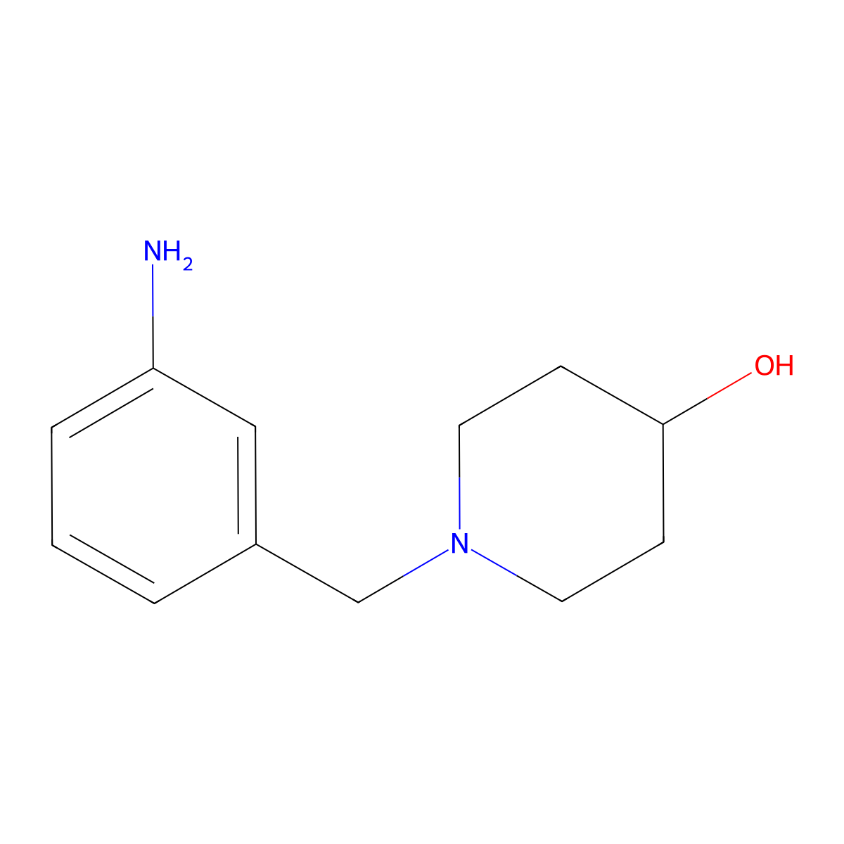 1-((3-Aminophenyl)methyl)piperidin-4-ol molecular structure, CAS 1016757-84-8