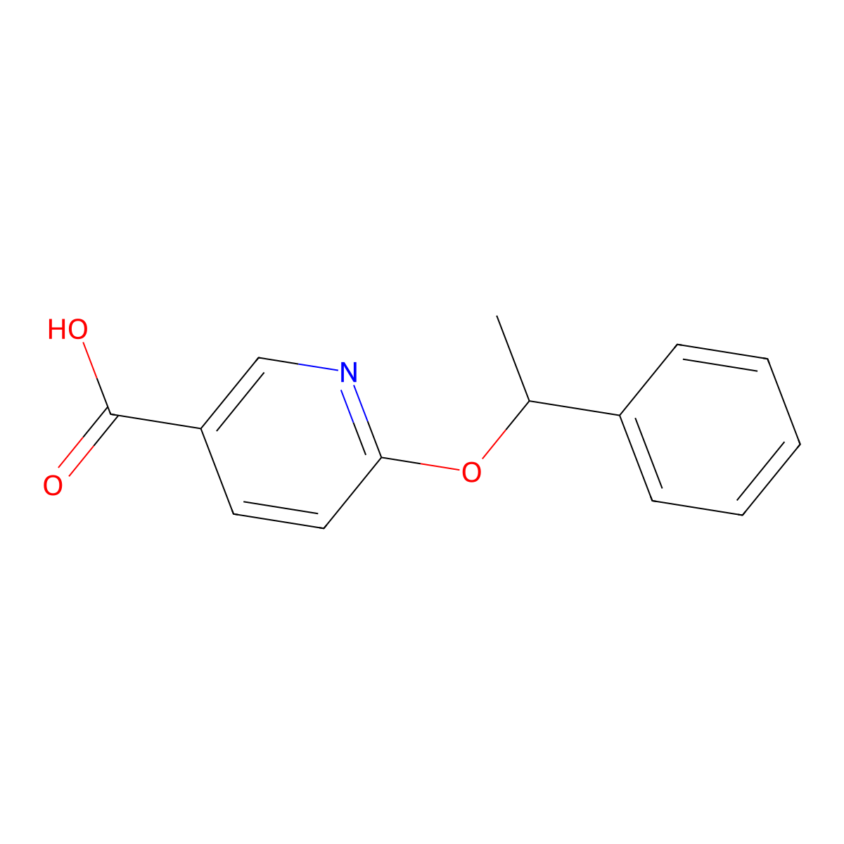 6-(1-Phenylethoxy)pyridine-3-carboxylic acid molecular structure, CAS 1016758-25-0