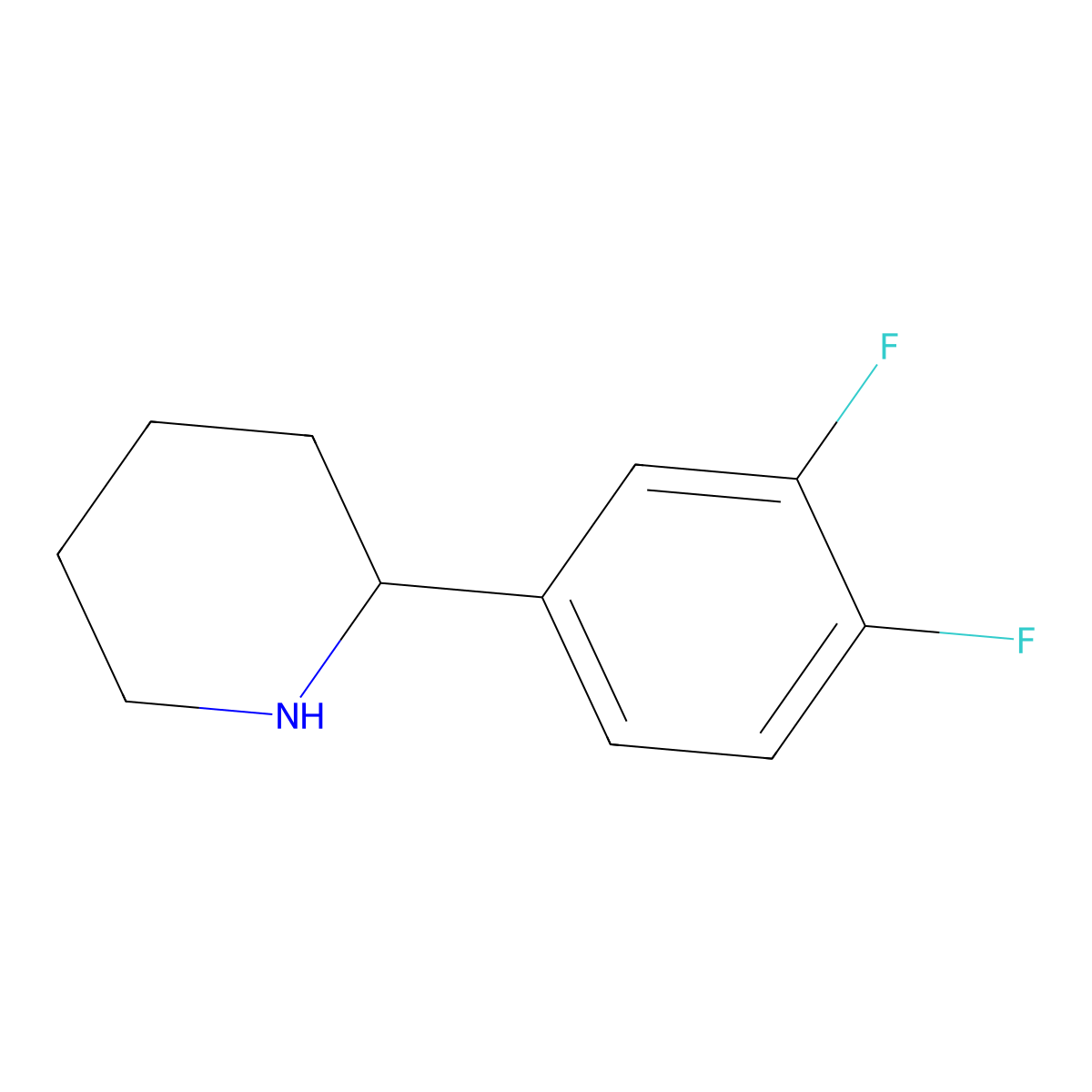 2-(3,4-Difluorophenyl)piperidine molecular structure, CAS 1016760-10-3
