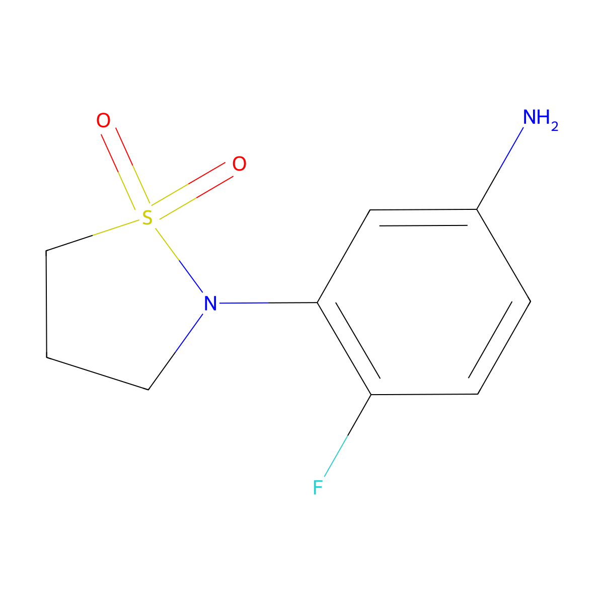 2-(5-Amino-2-fluorophenyl)-1lambda6,2-thiazolidine-1,1-dione molecular structure, CAS 1016760-55-6