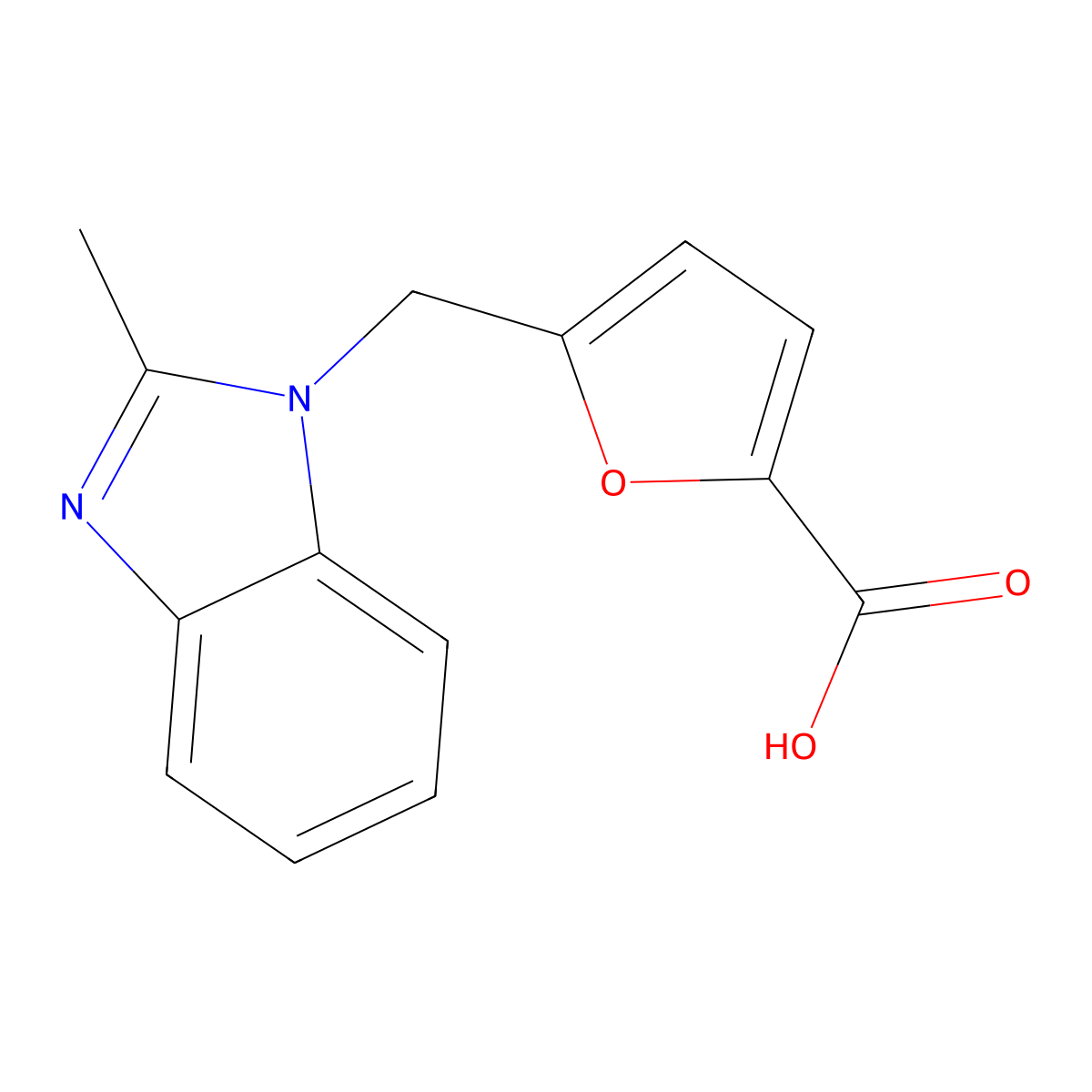 5-[(2-methyl-1H-benzimidazol-1-yl)methyl]-2-furoic acid molecular structure, CAS 1016763-10-2