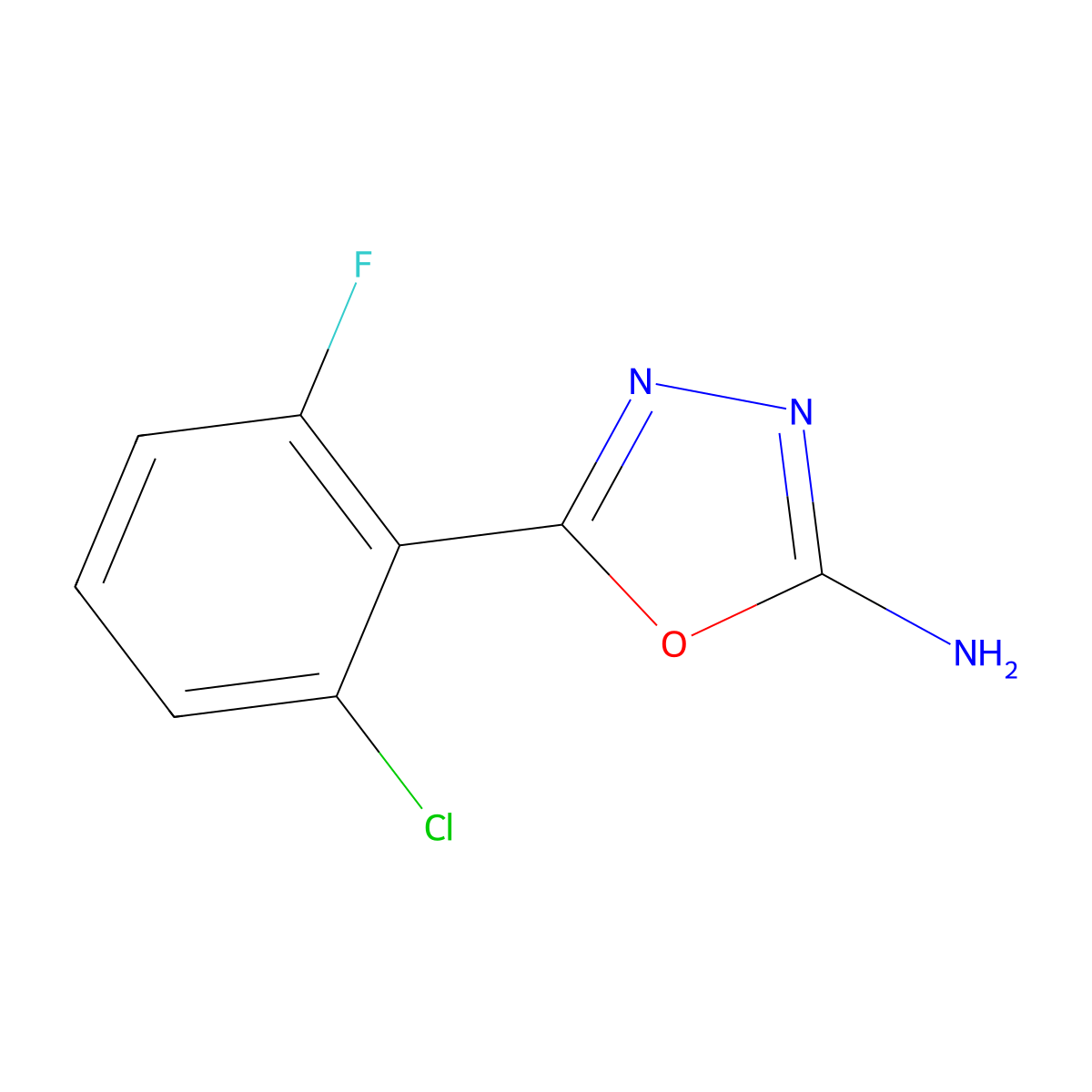 5-(2-Chloro-6-fluorophenyl)-1,3,4-oxadiazol-2-amine molecular structure, CAS 1016763-54-4