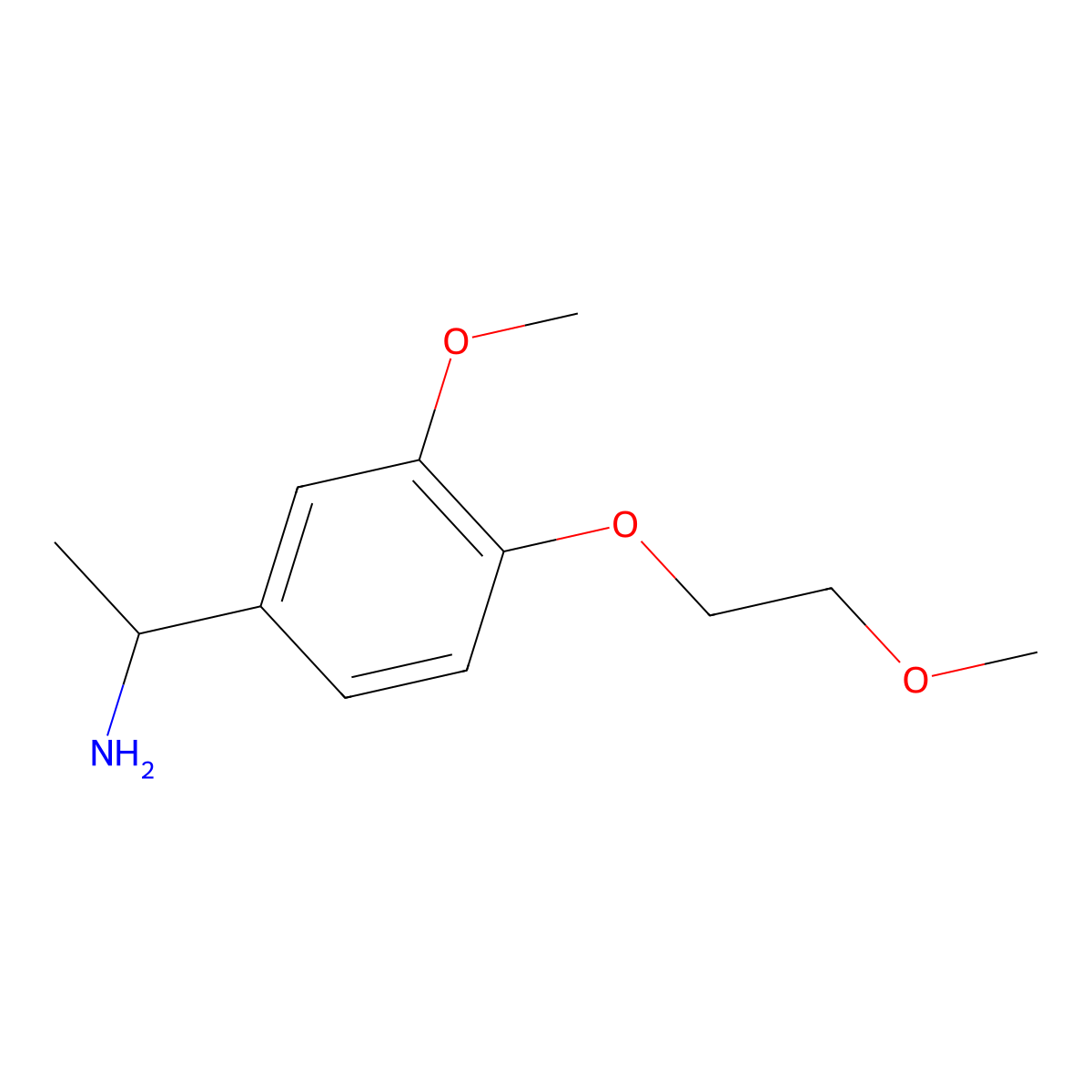 1-[3-Methoxy-4-(2-methoxyethoxy)phenyl]ethan-1-amine molecular structure, CAS 1016764-39-8