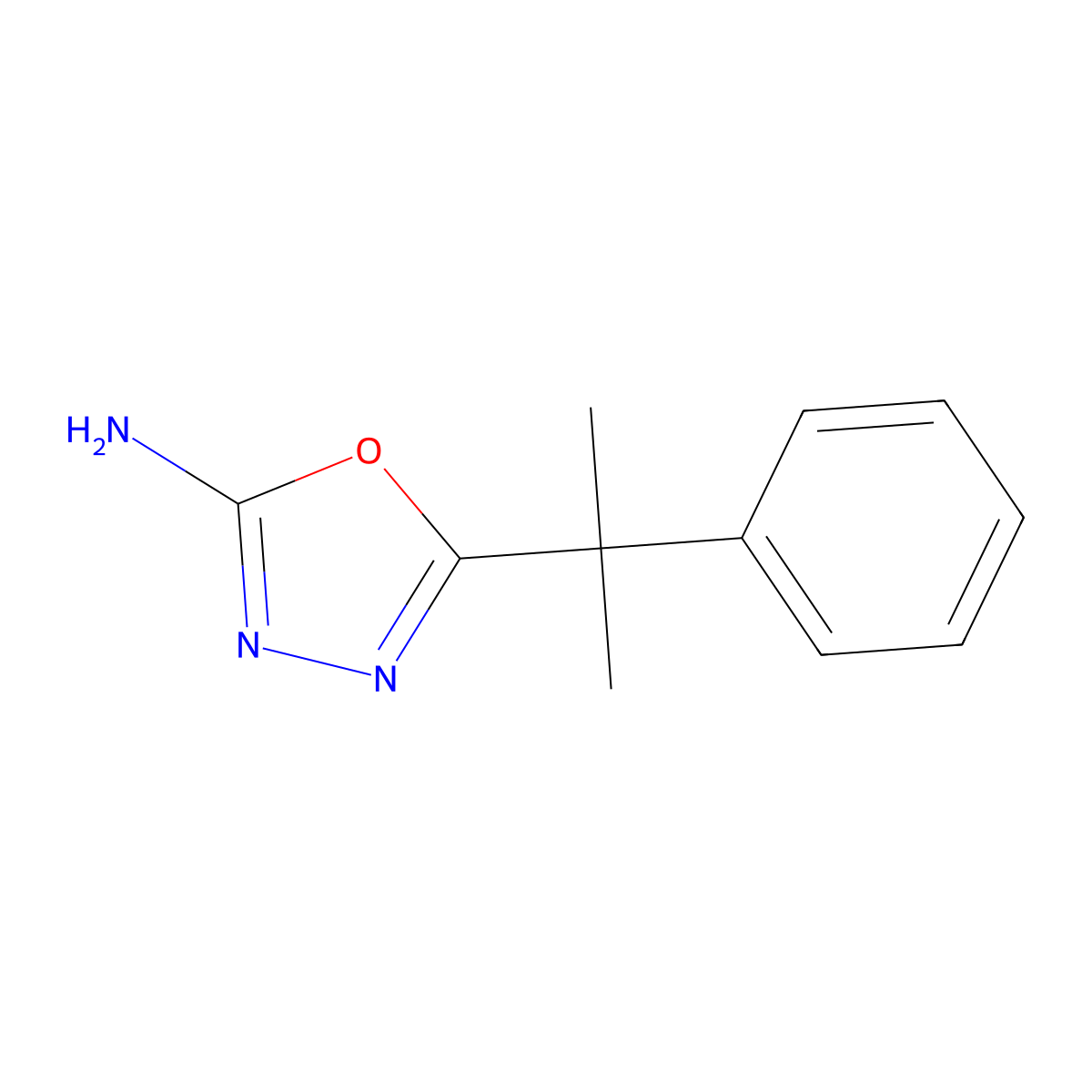 5-(2-Phenylpropan-2-yl)-1,3,4-oxadiazol-2-amine molecular structure, CAS 1016764-91-2
