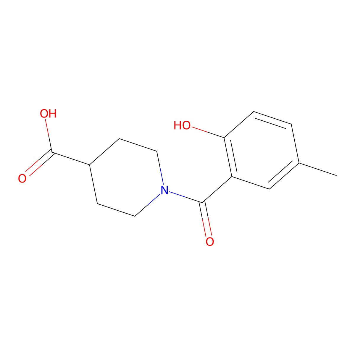 1-(2-Hydroxy-5-methylbenzoyl)piperidine-4-carboxylic acid molecular structure, CAS 1016765-45-9