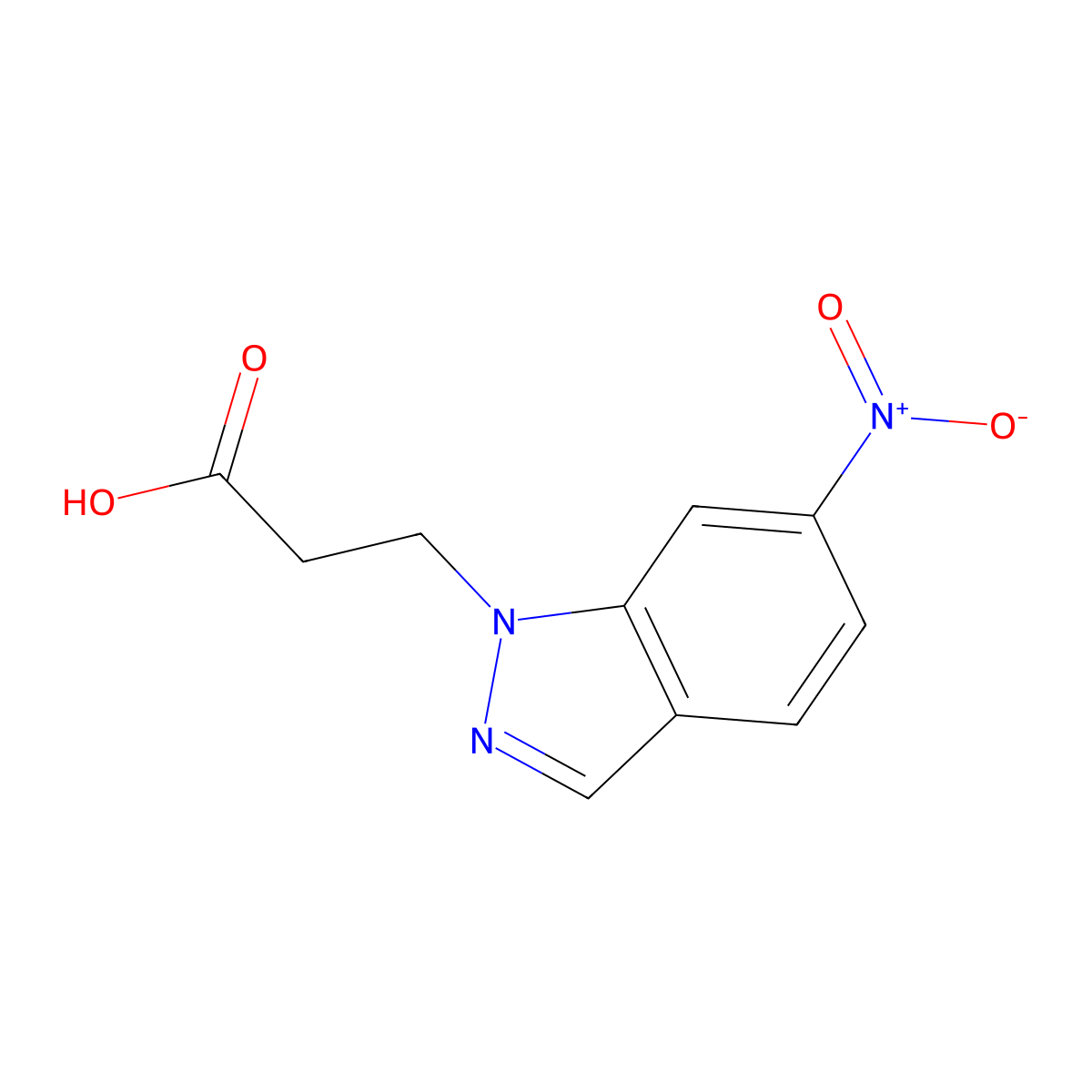 3-(6-nitro-1H-indazol-1-yl)propanoic acid molecular structure, CAS 1016767-65-9