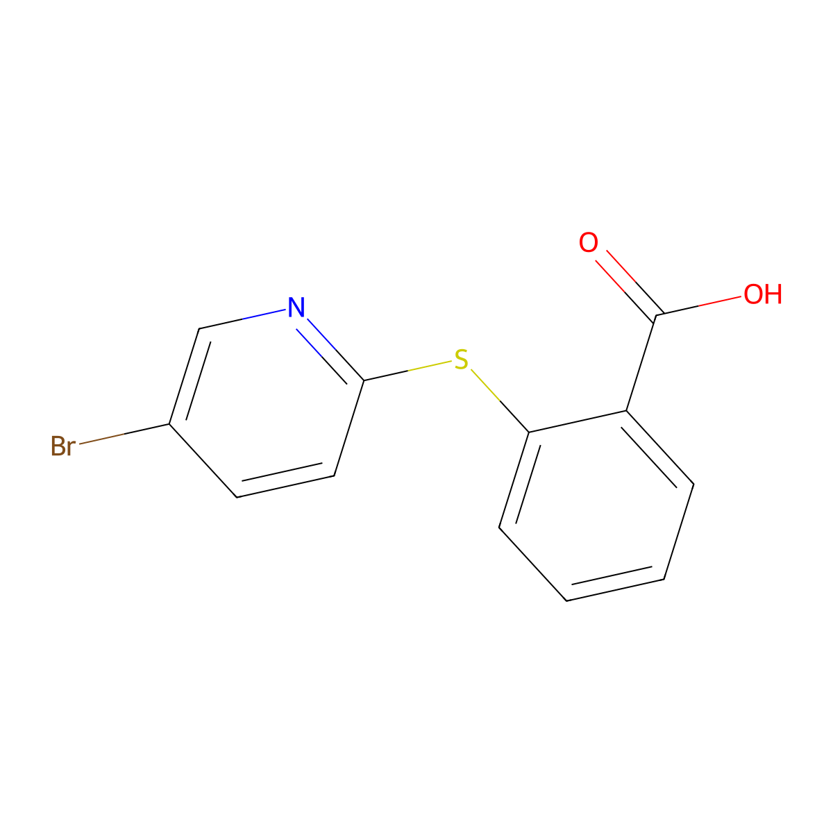 2-[(5-Bromopyridin-2-yl)sulfanyl]benzoic acid molecular structure, CAS 1016767-93-3