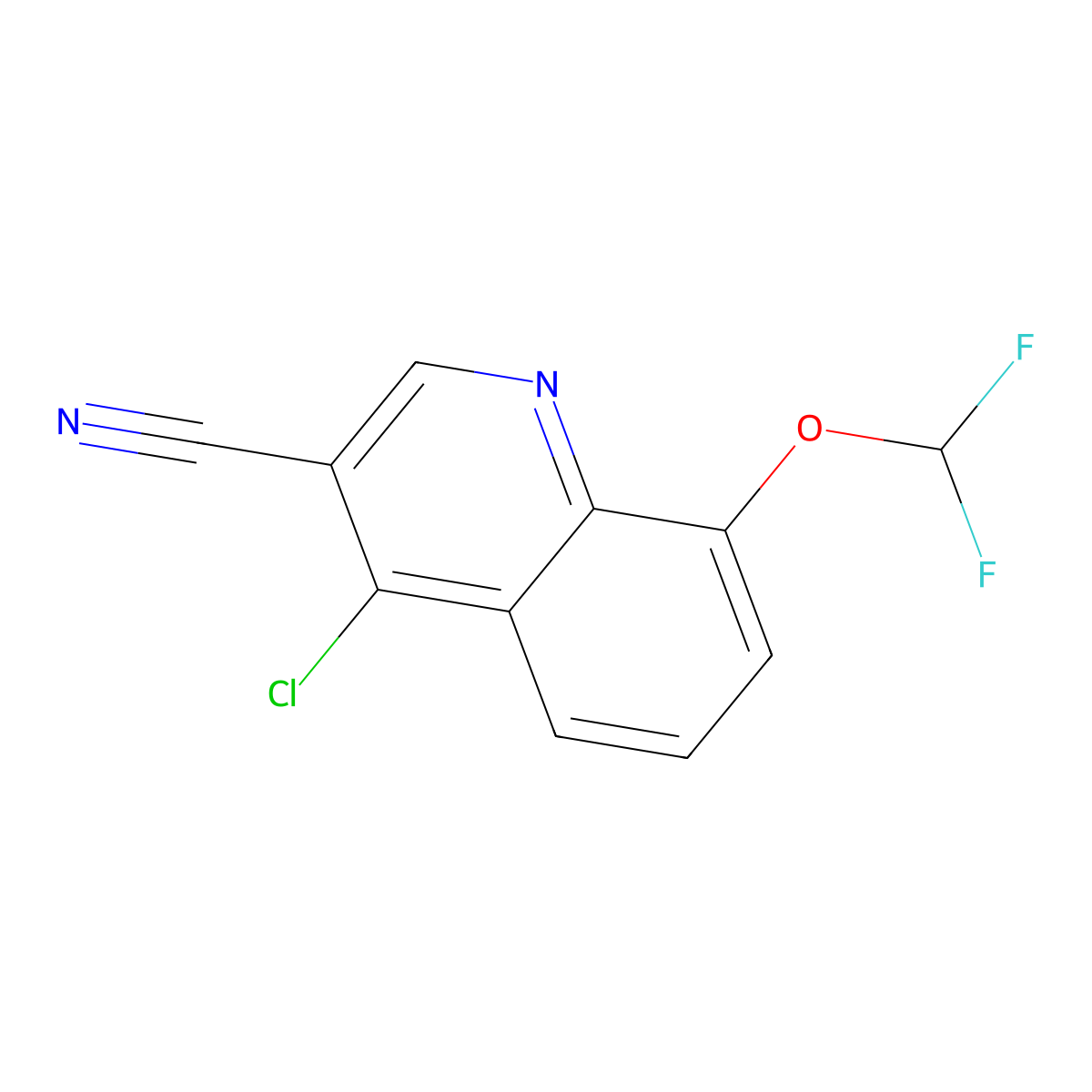4-Chloro-8-(difluoromethoxy)quinoline-3-carbonitrile molecular structure, CAS 1016769-41-7