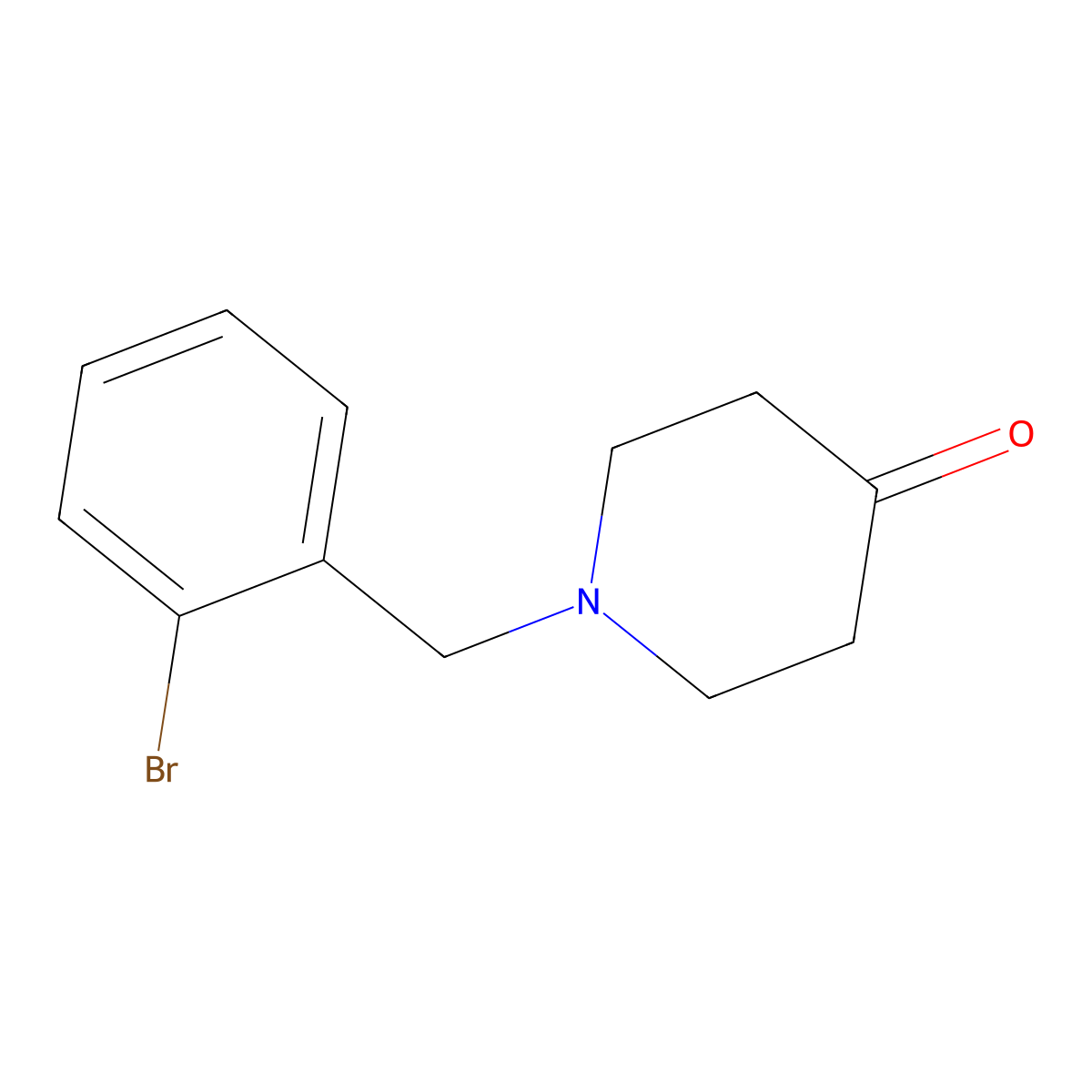 1-[(2-Bromophenyl)methyl]piperidin-4-one molecular structure, CAS 1016770-11-8