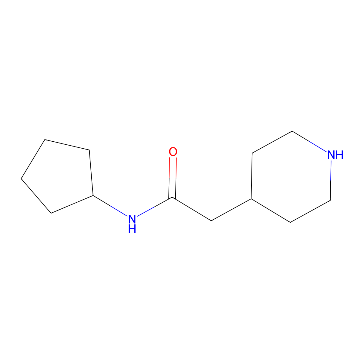 N-cyclopentyl-2-(piperidin-4-yl)acetamide molecular structure, CAS 1016770-49-2