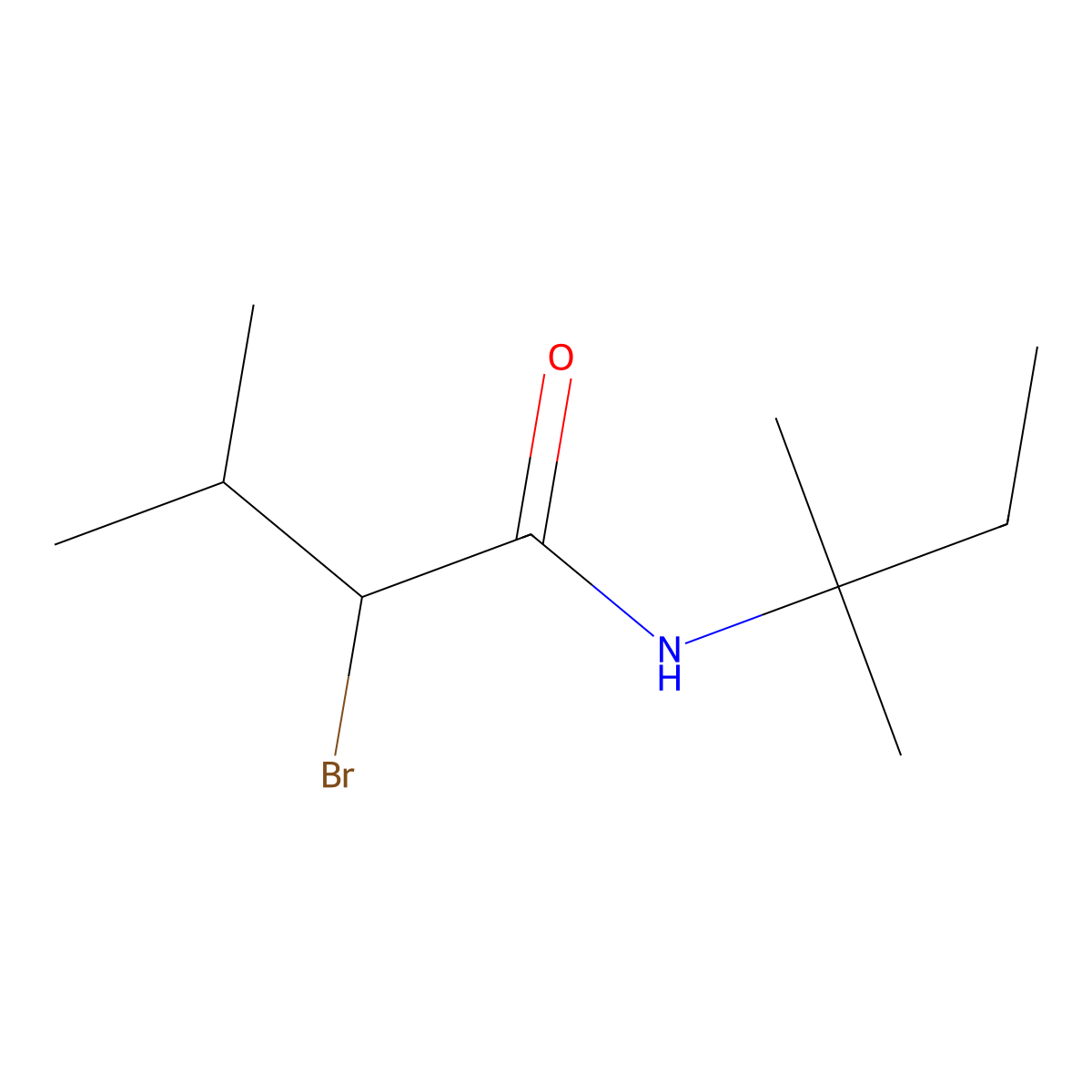 2-bromo-3-methyl-N-(2-methylbutan-2-yl)butanamide molecular structure, CAS 1016773-95-7