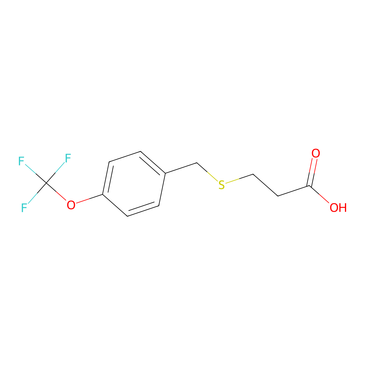3-([4-(Trifluoromethoxy)benzyl]thio)propanoic acid molecular structure, CAS 1016775-83-9