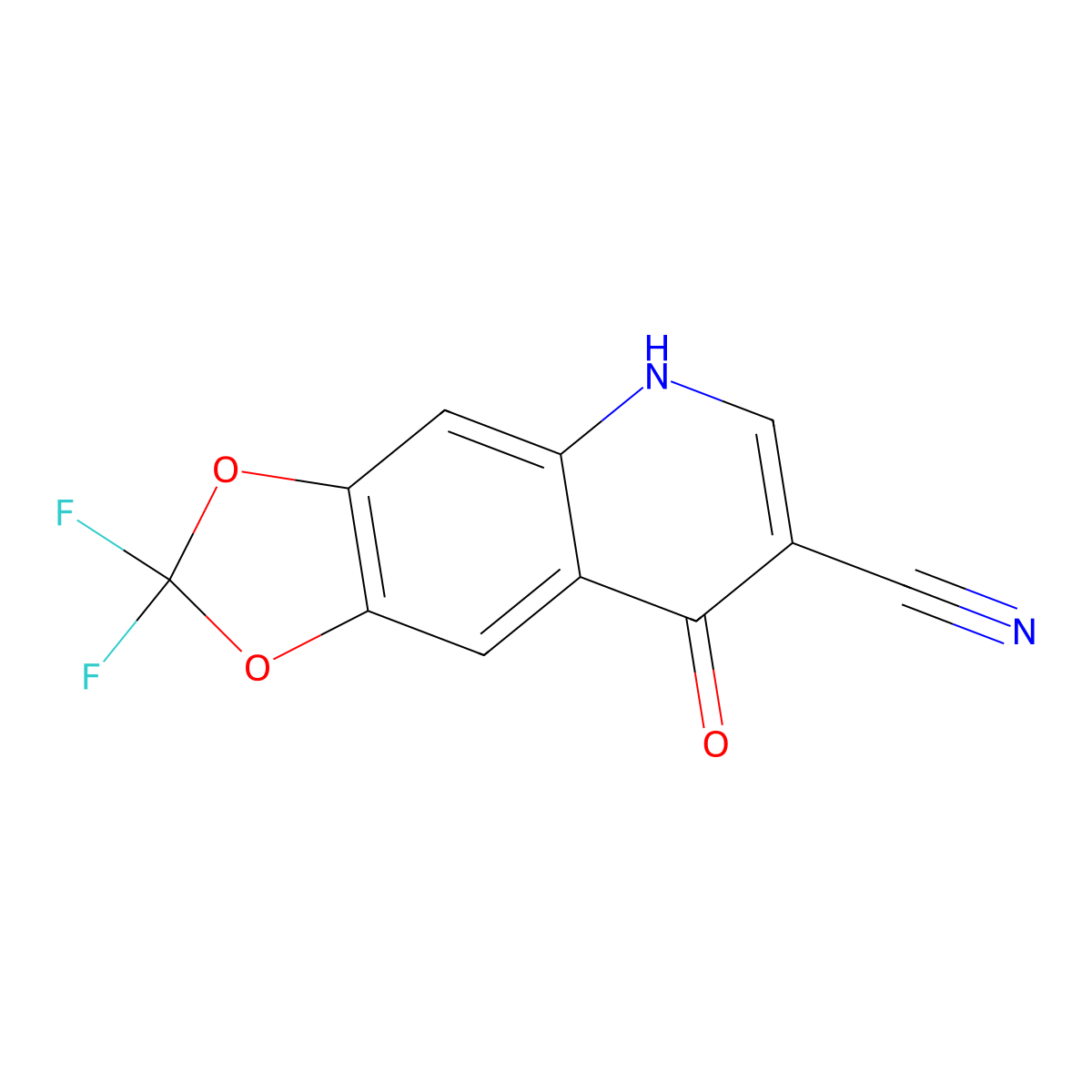 2,2-Difluoro-8-oxo-5,8-dihydro-2H-[1,3]dioxolo[4,5-g]quinoline-7-carbonitrile molecular structure, CAS 1016782-99-2