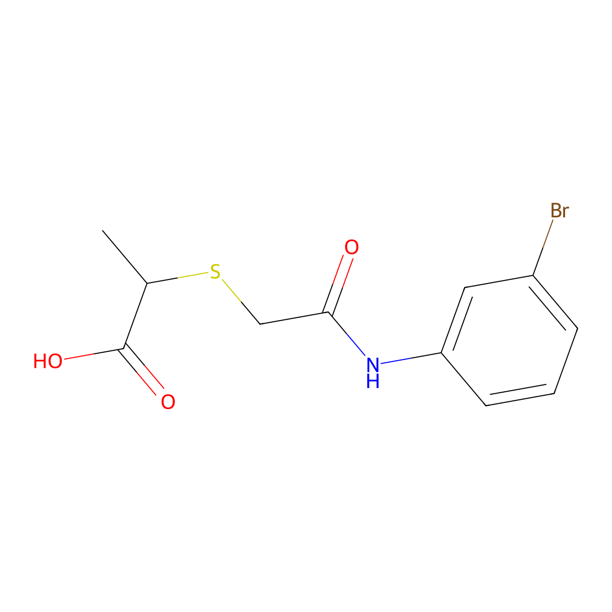 2-({[(3-Bromophenyl)carbamoyl]methyl}sulfanyl)propanoic acid molecular structure, CAS 1016786-75-6