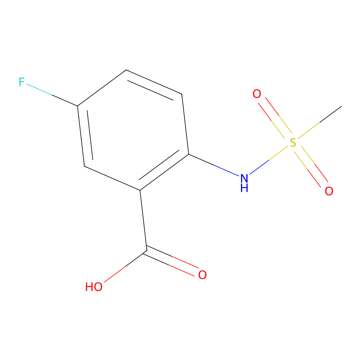 5-Fluoro-2-methanesulfonamidobenzoic acid molecular structure, CAS 1016788-23-0