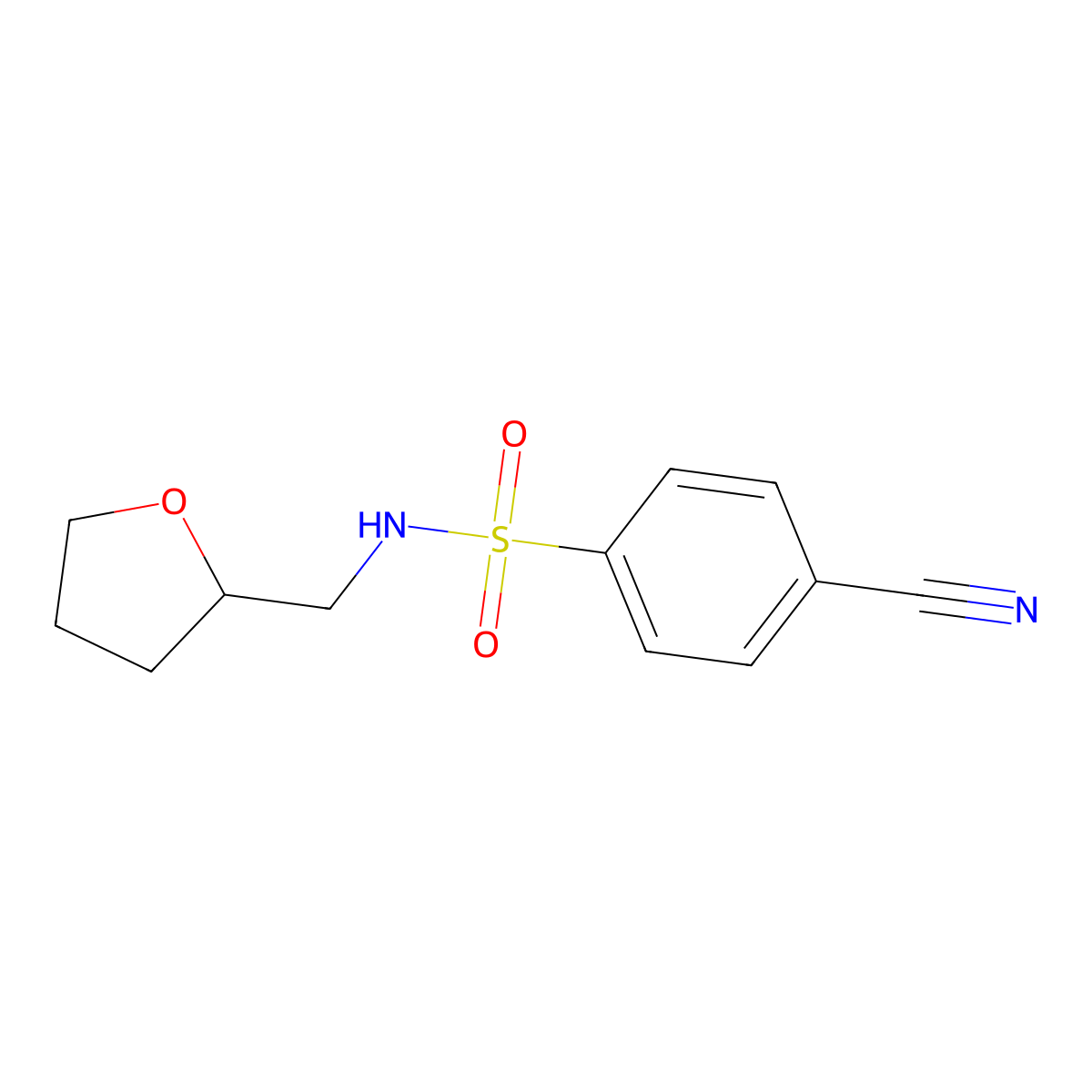 4-cyano-N-(oxolan-2-ylmethyl)benzene-1-sulfonamide molecular structure, CAS 1016790-21-8
