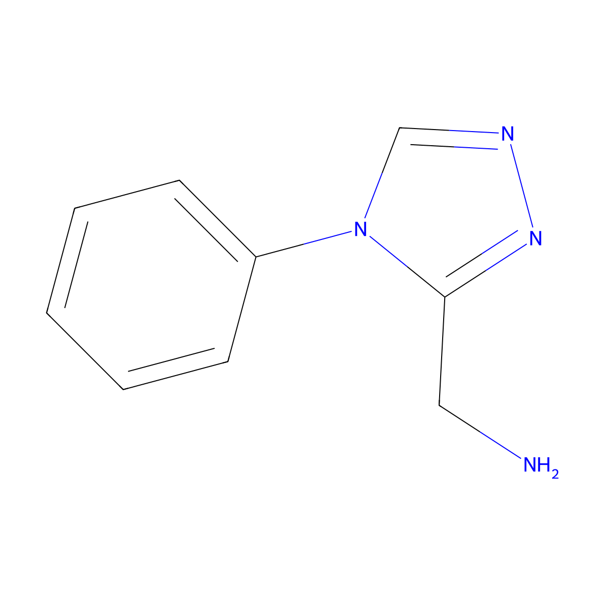 (4-phenyl-4H-1,2,4-triazol-3-yl)methanamine molecular structure, CAS 1016794-97-0