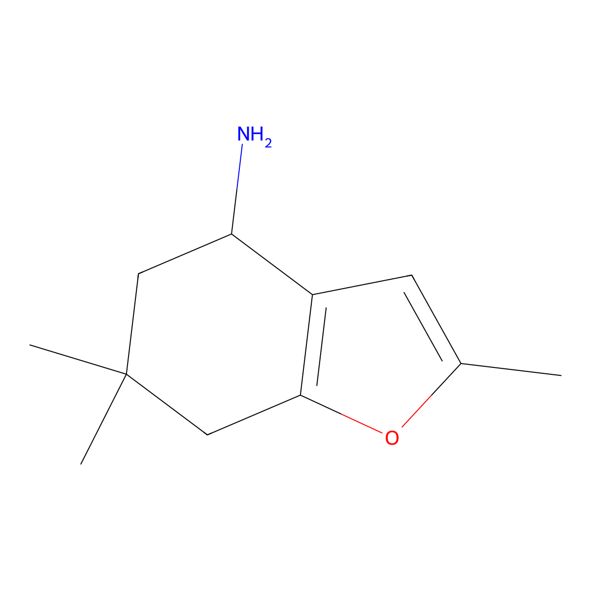 2,6,6-Trimethyl-4,5,6,7-tetrahydro-1-benzofuran-4-amine molecular structure, CAS 1016796-75-0