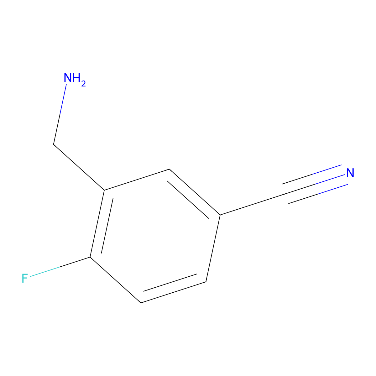 3-(Aminomethyl)-4-fluorobenzonitrile molecular structure, CAS 1016798-28-9