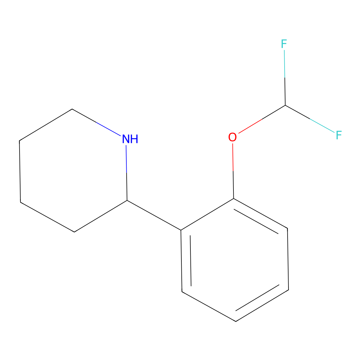 2-(2-(Difluoromethoxy)phenyl)piperidine molecular structure, CAS 1016803-05-6