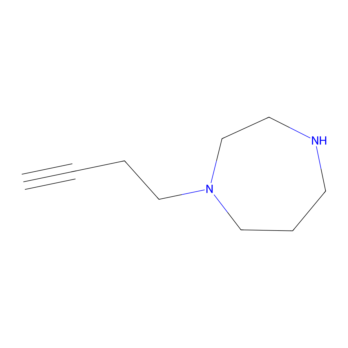 1-(But-3-YN-1-YL)-1,4-diazepane molecular structure, CAS 1016804-83-3