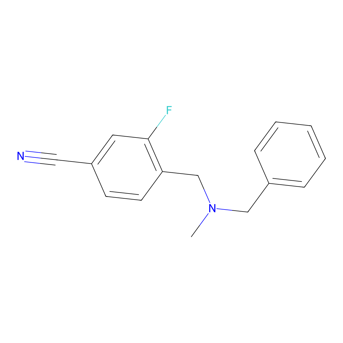 3-Fluoro-4-[[methyl(phenylmethyl)amino]methyl]benzonitrile molecular structure, CAS 1016805-94-9