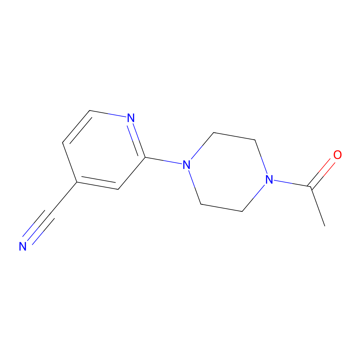 2-(4-Acetylpiperazin-1-yl)pyridine-4-carbonitrile molecular structure, CAS 1016809-01-0