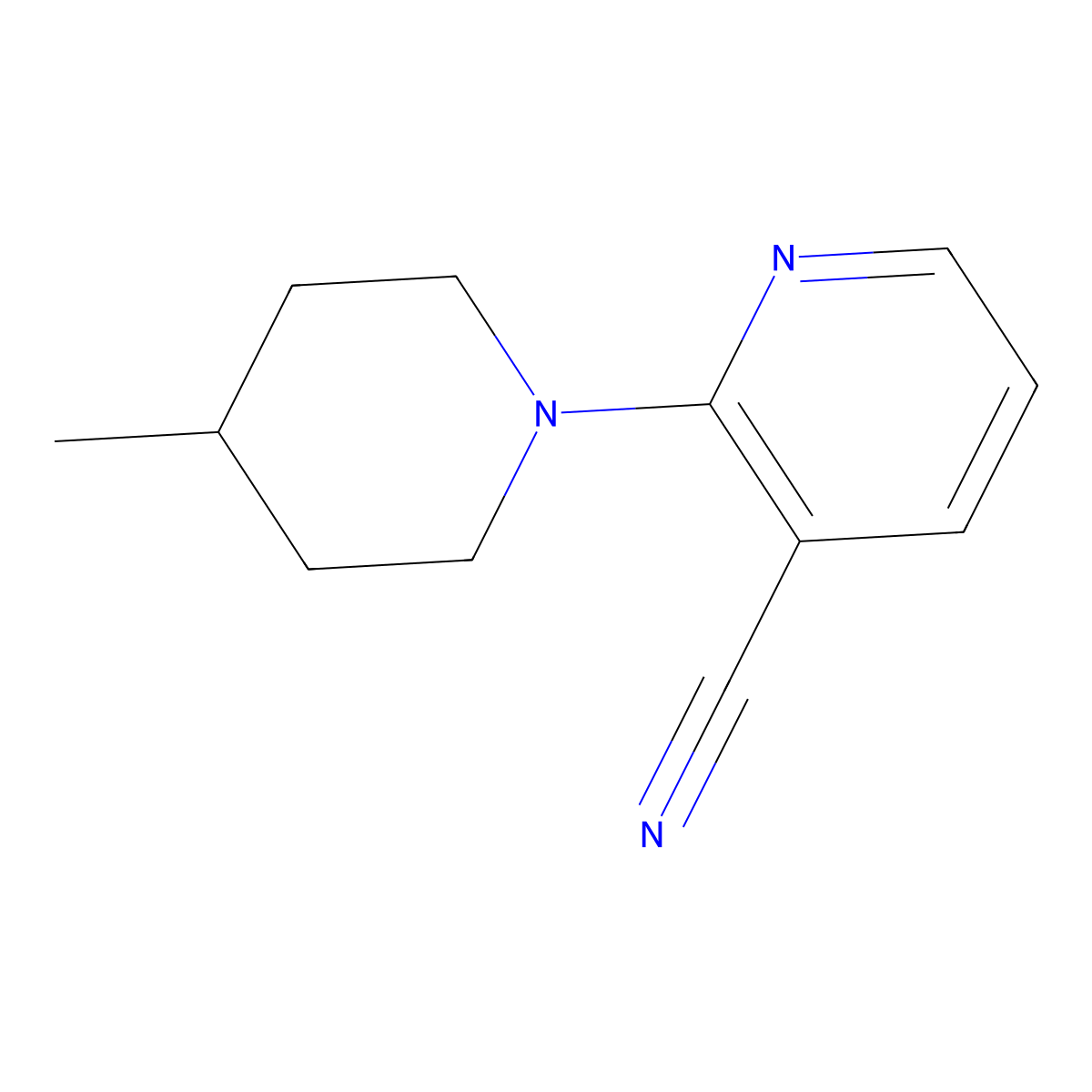 2-(4-Methylpiperidin-1-yl)pyridine-3-carbonitrile molecular structure, CAS 1016809-48-5