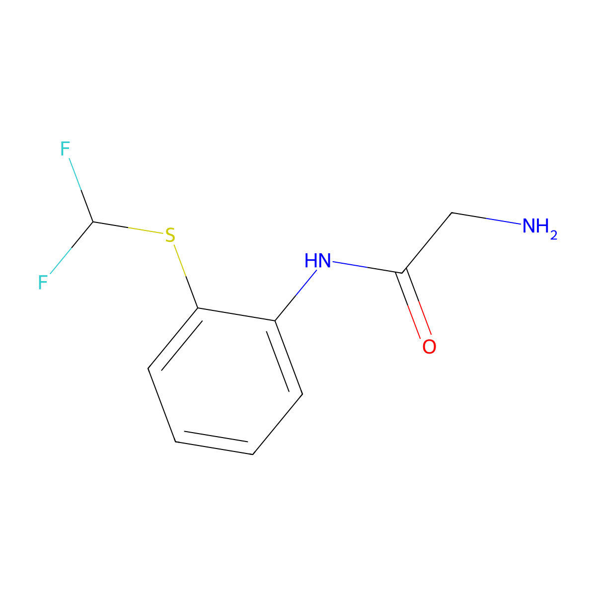 2-Amino-N-{2-[(difluoromethyl)sulfanyl]phenyl}acetamide molecular structure, CAS 1016809-87-2
