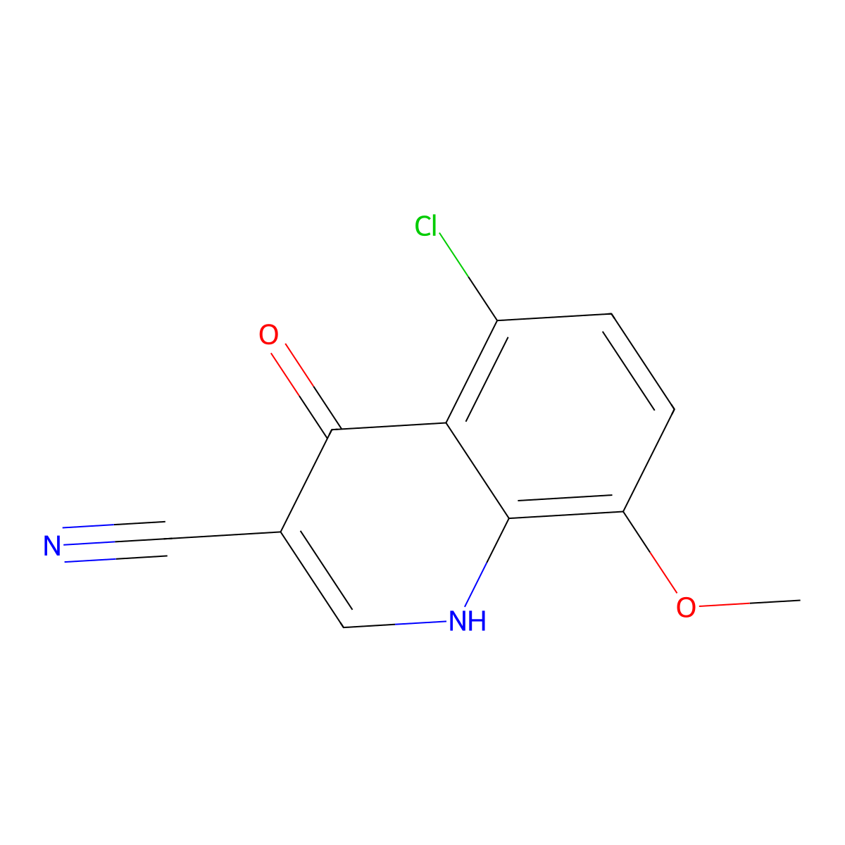 5-Chloro-1,4-dihydro-8-methoxy-4-oxo-3-quinolinecarbonitrile molecular structure, CAS 1016811-91-8