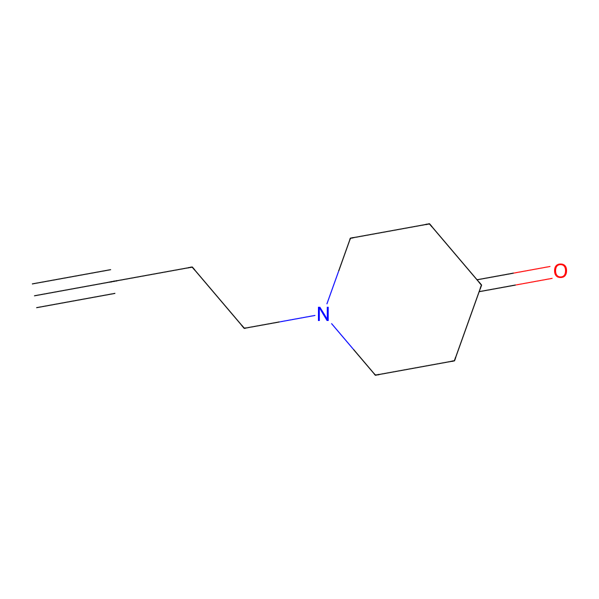 1-(But-3-yn-1-yl)piperidin-4-one molecular structure, CAS 1016812-78-4