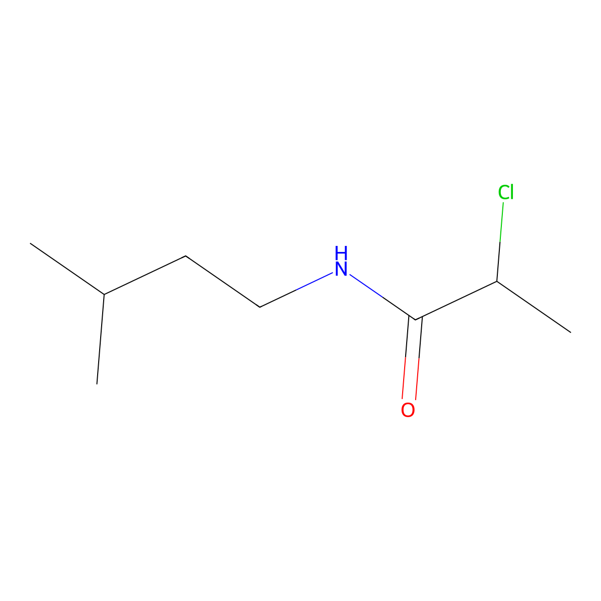 2-chloro-N-(3-methylbutyl)propanamide molecular structure, CAS 1016813-78-7