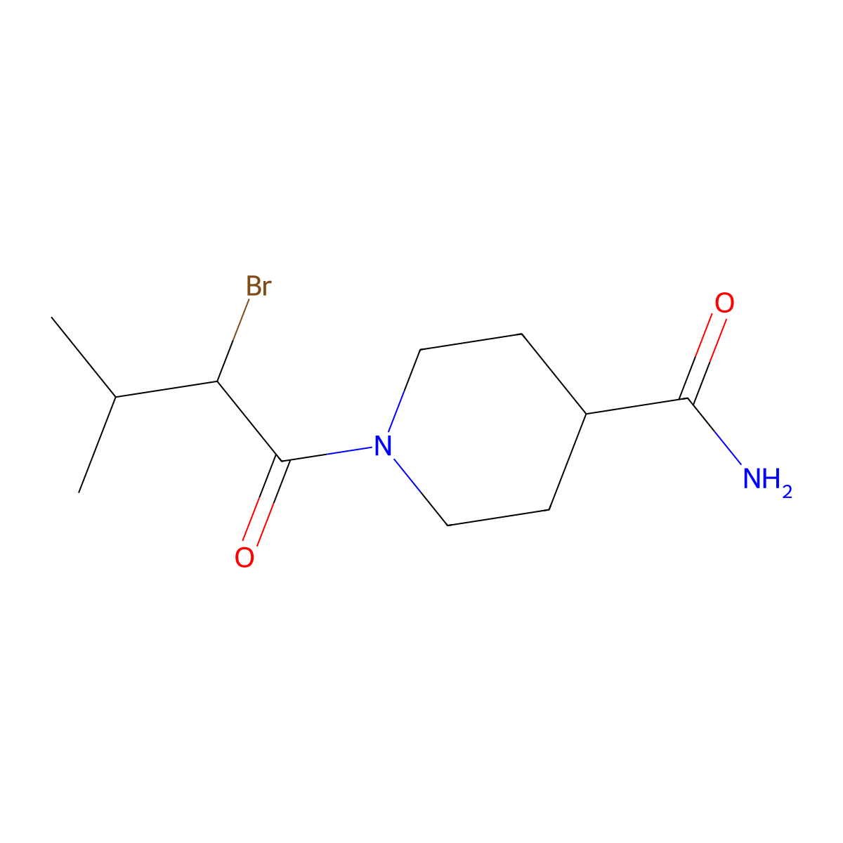 1-(2-Bromo-3-methylbutanoyl)piperidine-4-carboxamide molecular structure, CAS 1016815-27-2