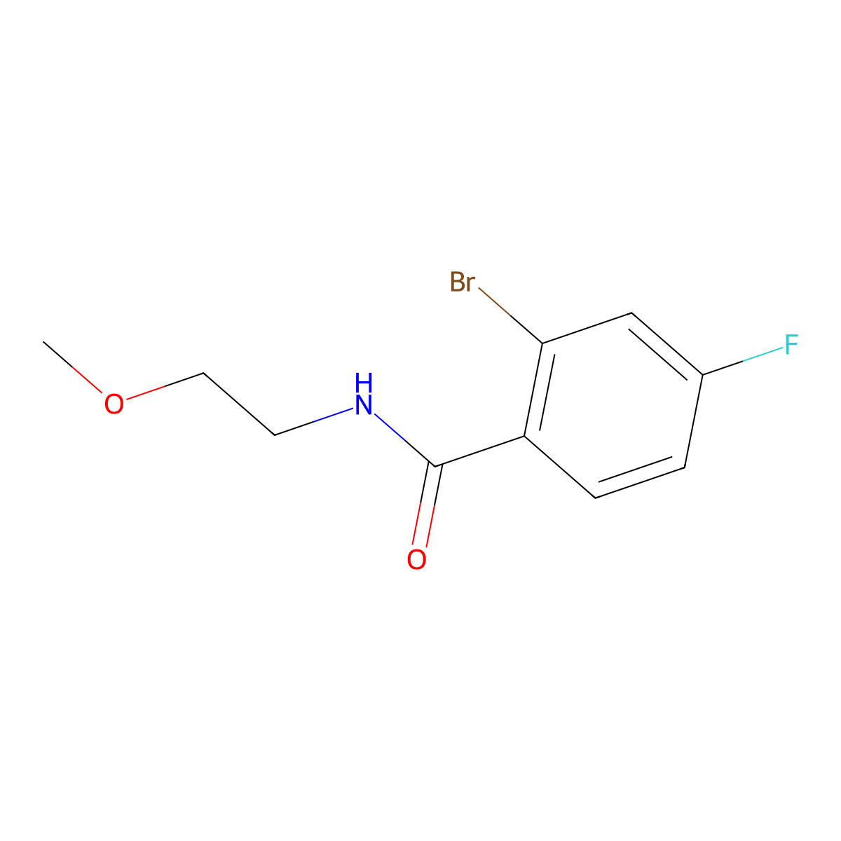 2-bromo-4-fluoro-N-(2-methoxyethyl)benzamide molecular structure, CAS 1016817-88-1