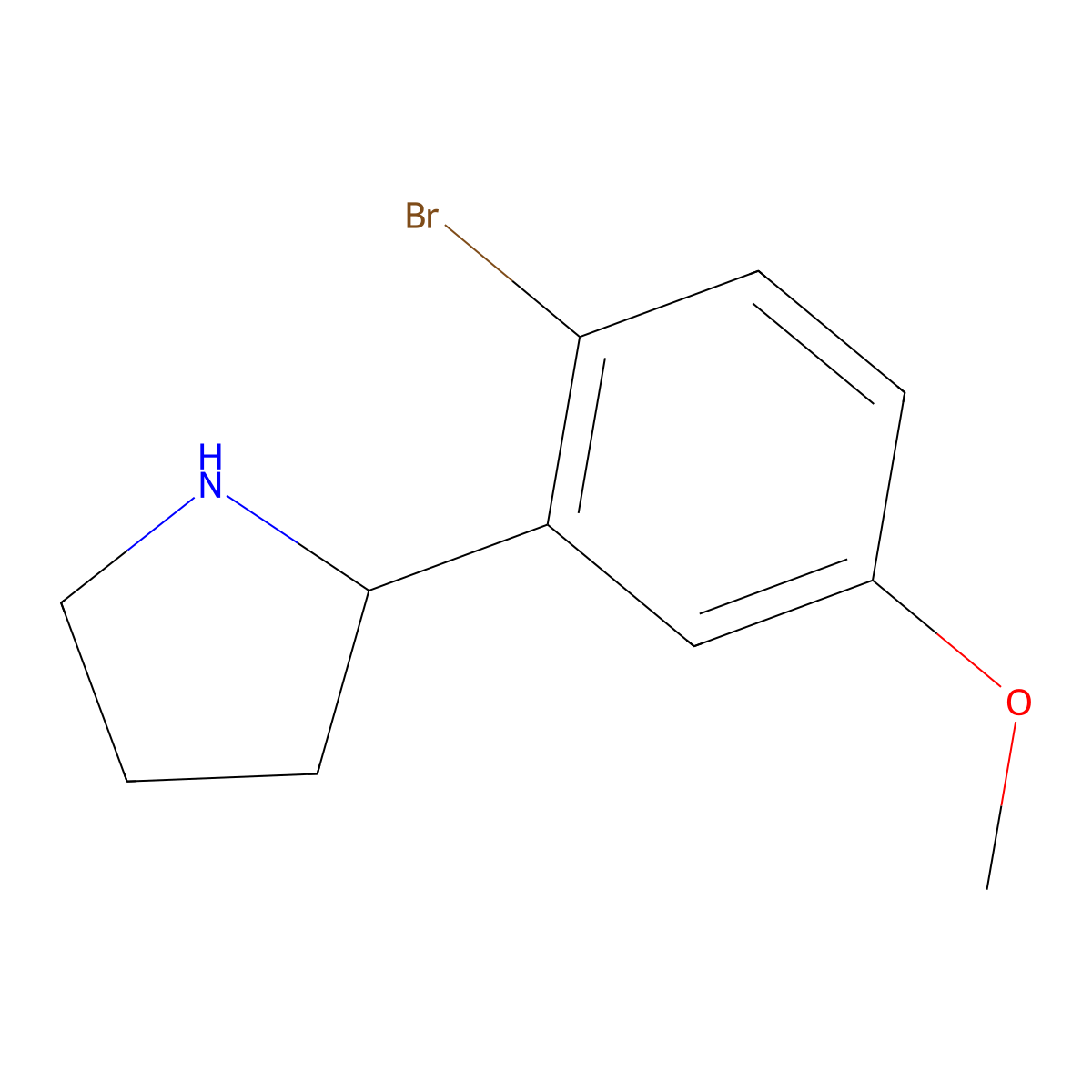 2-(2-Bromo-5-methoxyphenyl)pyrrolidine molecular structure, CAS 1016818-55-5