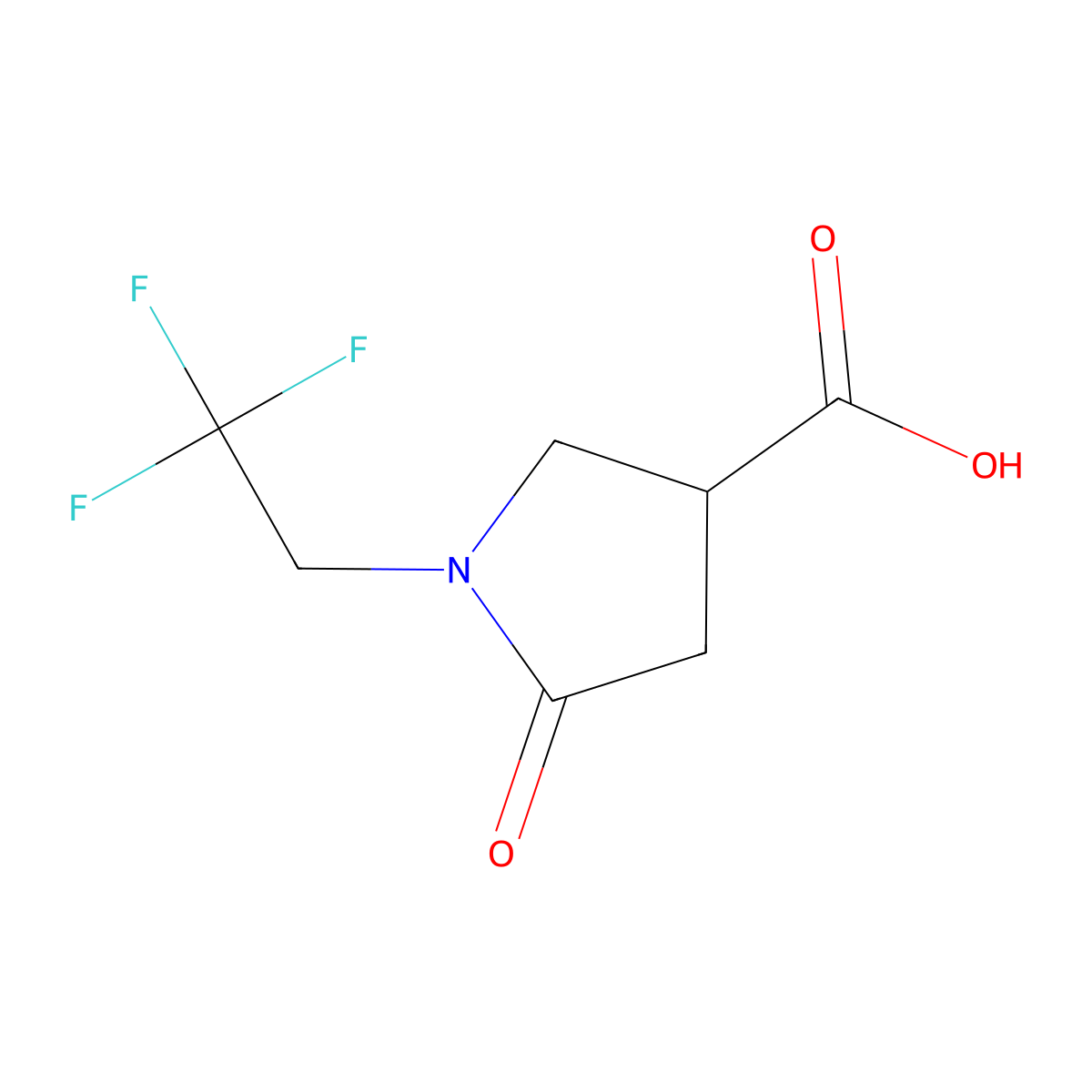 5-Oxo-1-(2,2,2-trifluoroethyl)pyrrolidine-3-carboxylic acid molecular structure, CAS 1016823-41-8